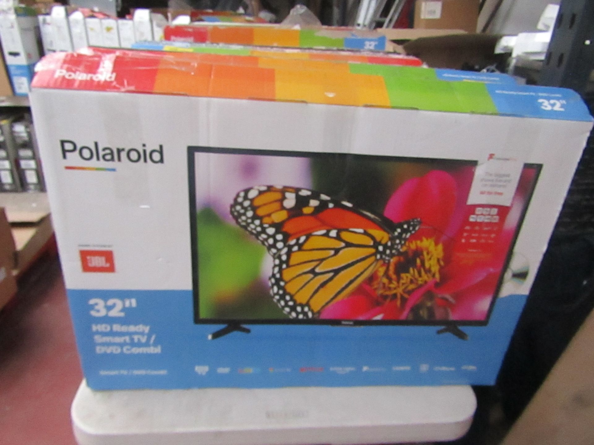 | 1x | POLAROID 32" HD READY SMART TV / DVD COMBI | POWERS ON INCLUDES REMOTE CONTROL & STAND |