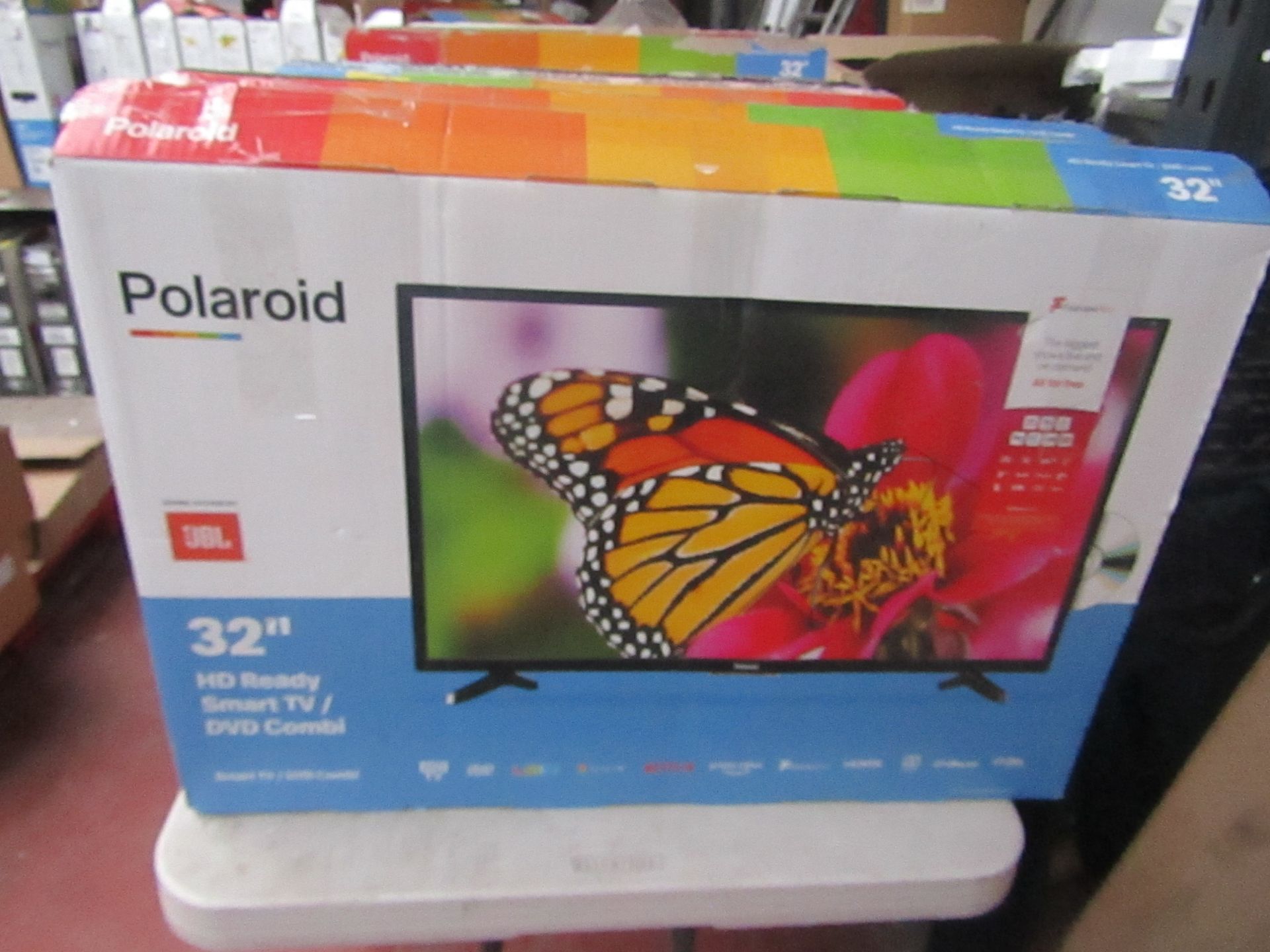 | 1x | POLAROID 32" HD READY SMART TV / DVD COMBI | POWERS ON INCLUDES REMOTE CONTROL & STAND |