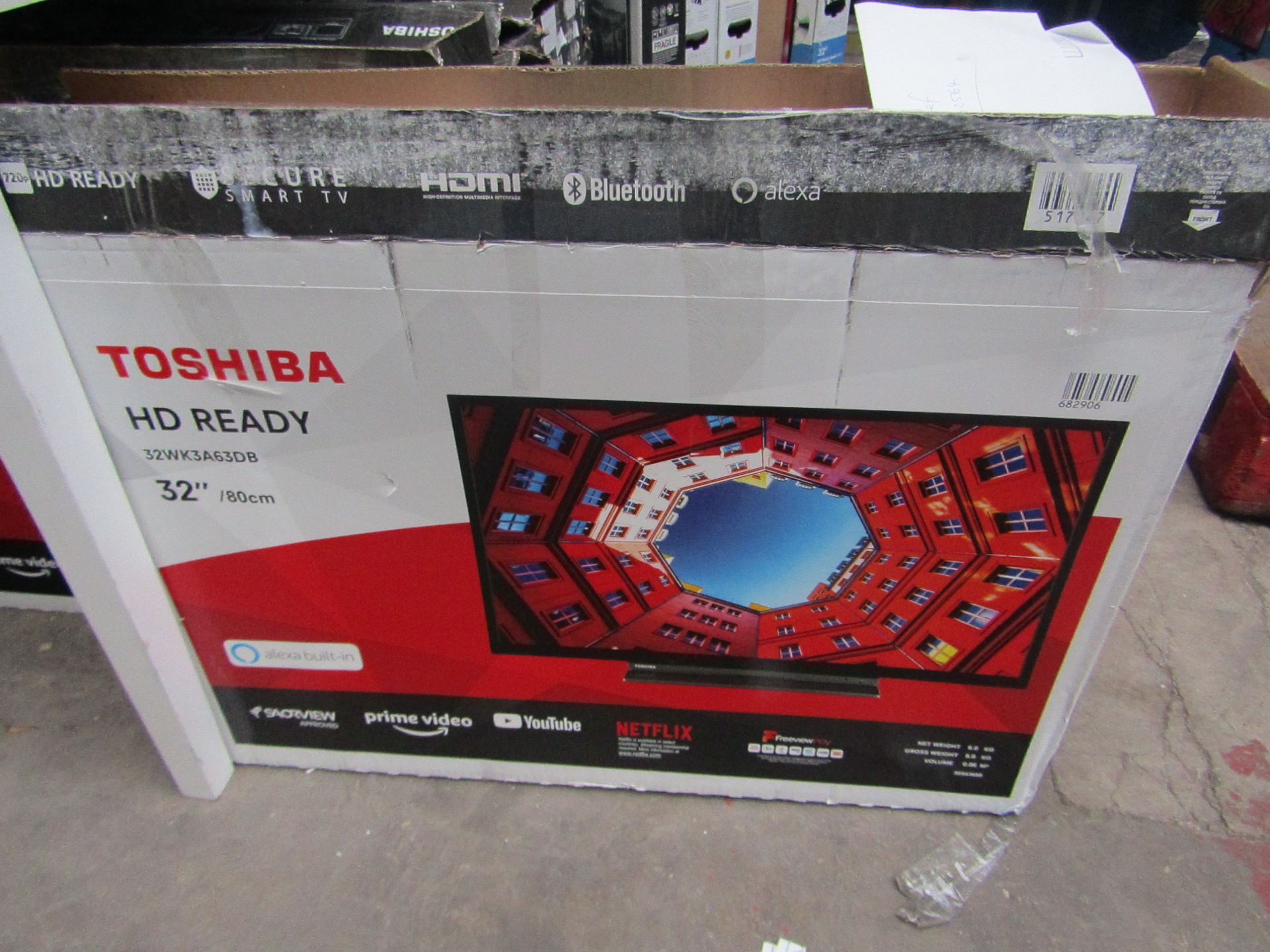 | 1x | TOSHIBA 32" HD READY TV / BUILT IN ALEXA | POWERS ON, STAND PRESENT, REMOTE CONTROL | BOXED |