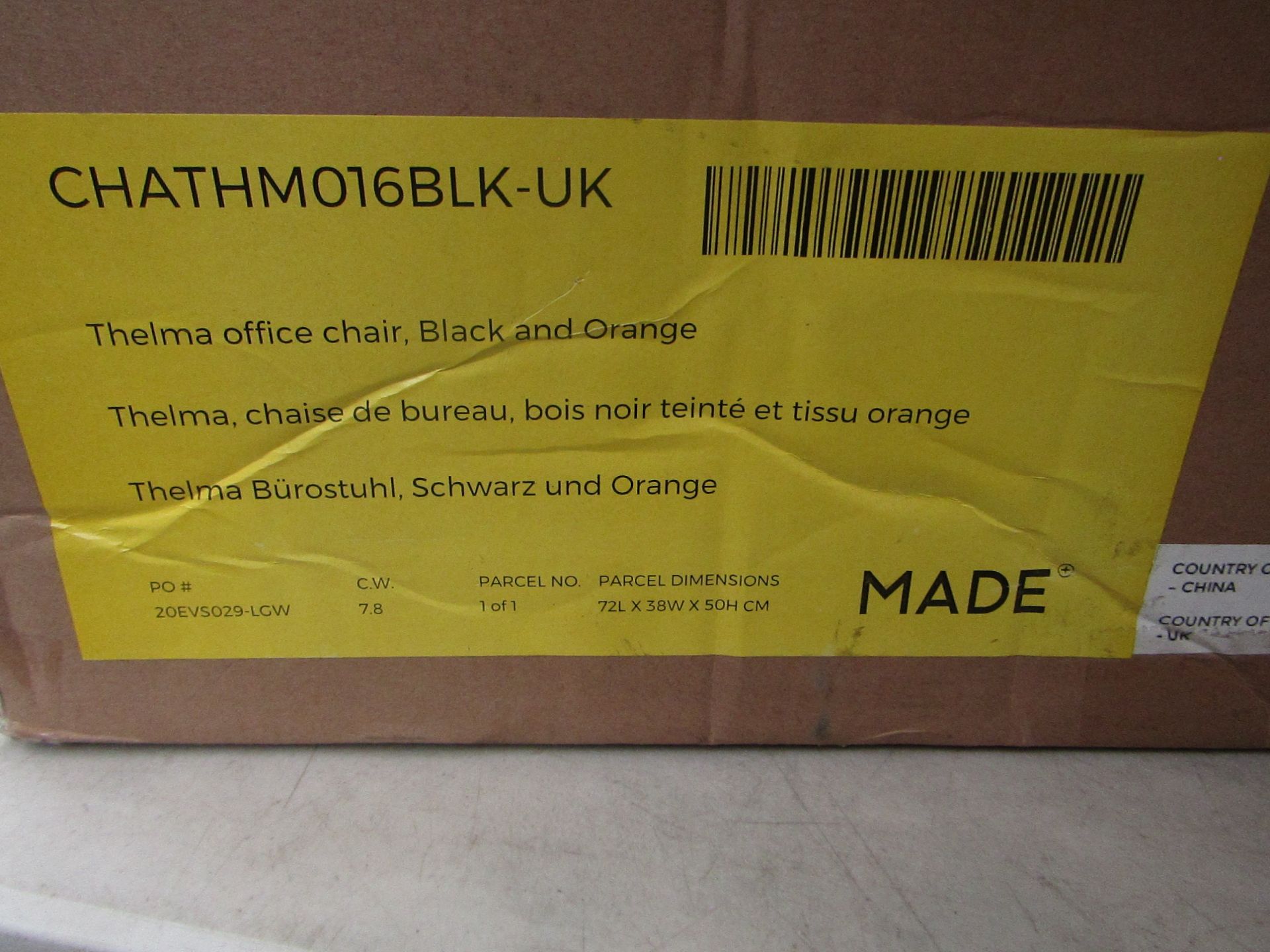 1 x Made.com Thelma office chair Black and Orange RRP Â£99 SKU MAD-CHATHM016BLK-UK TOTAL RRP Â£99