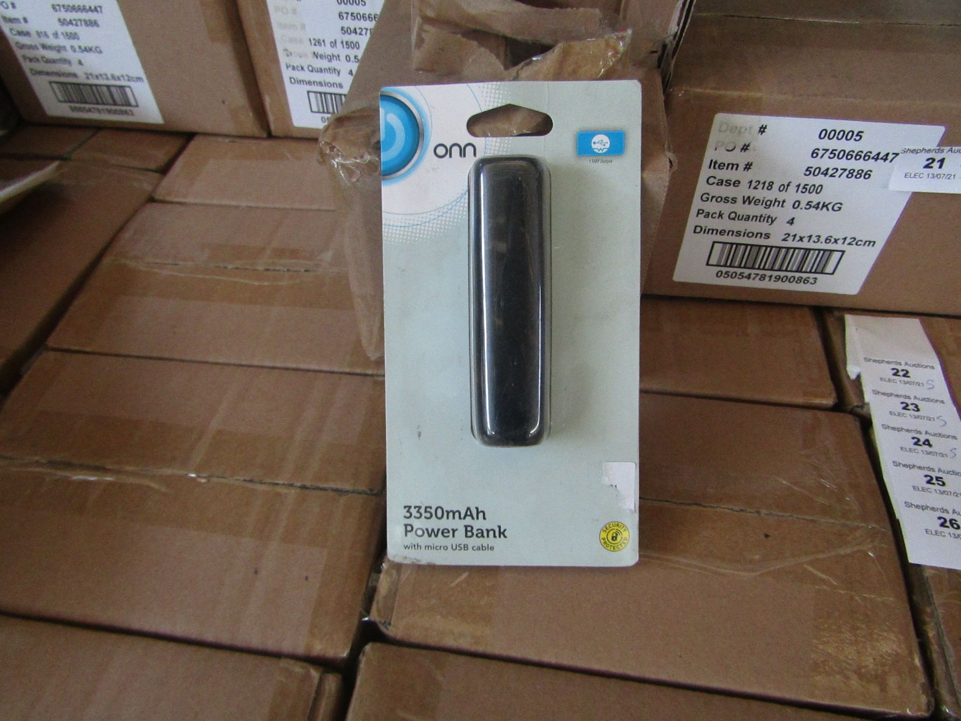 | 5x | ONN 3350MAH BOX OF 4 POWER BANK WITH MICRO USB CABLE | NEW & BOXED | NO ONLINE RESALE | SKU