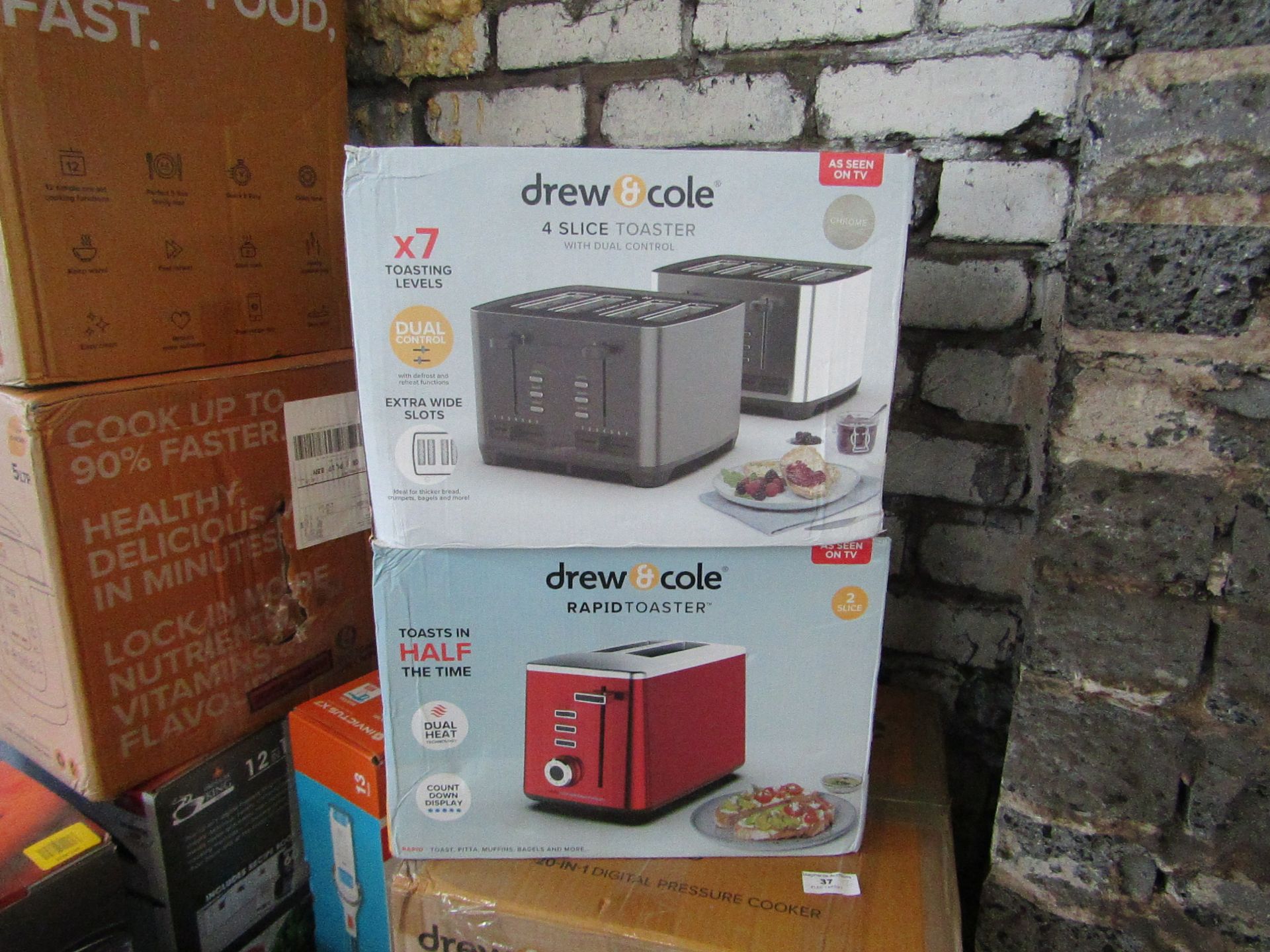 2x Drew & Cole Toasters, 1x 2 slice & 1x 4 Slice Toaster - Unchecked & Boxed - RRP £-