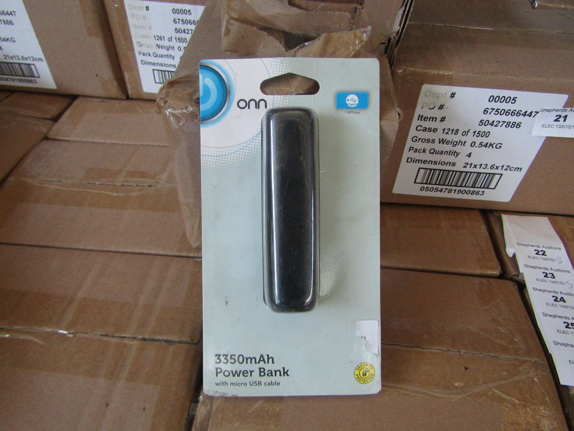 | 5x | ONN 3350MAH BOX OF 4 POWER BANK WITH MICRO USB CABLE | NEW & BOXED | NO ONLINE RESALE | SKU