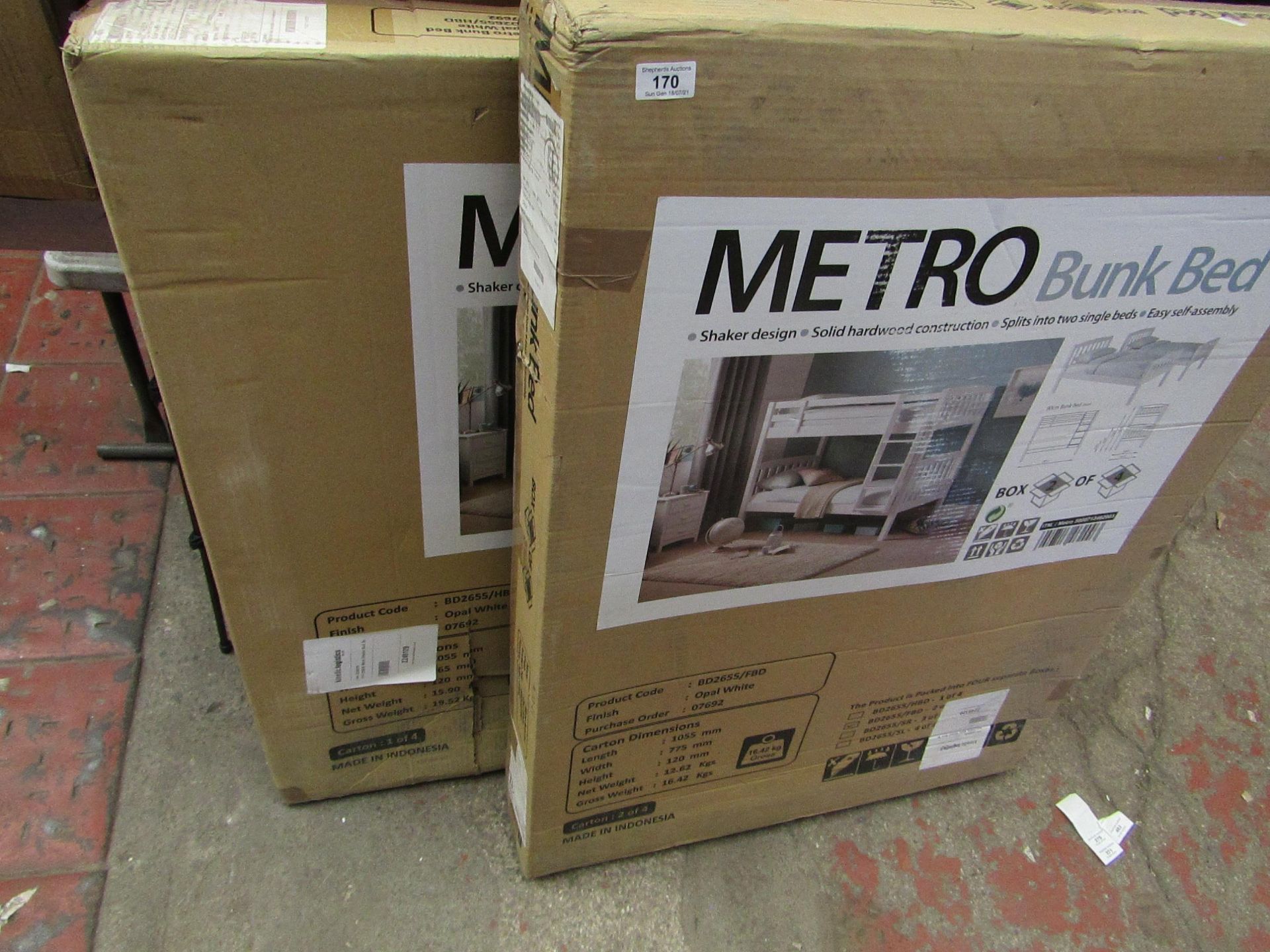 costco metro bunk bed - we have part 1 & 2 but we don?t have part 3 & 4 - unchecked & boxed.