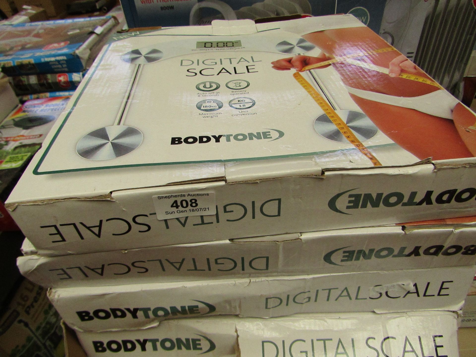 6x Body Tone digital scale, unchecked and boxed.