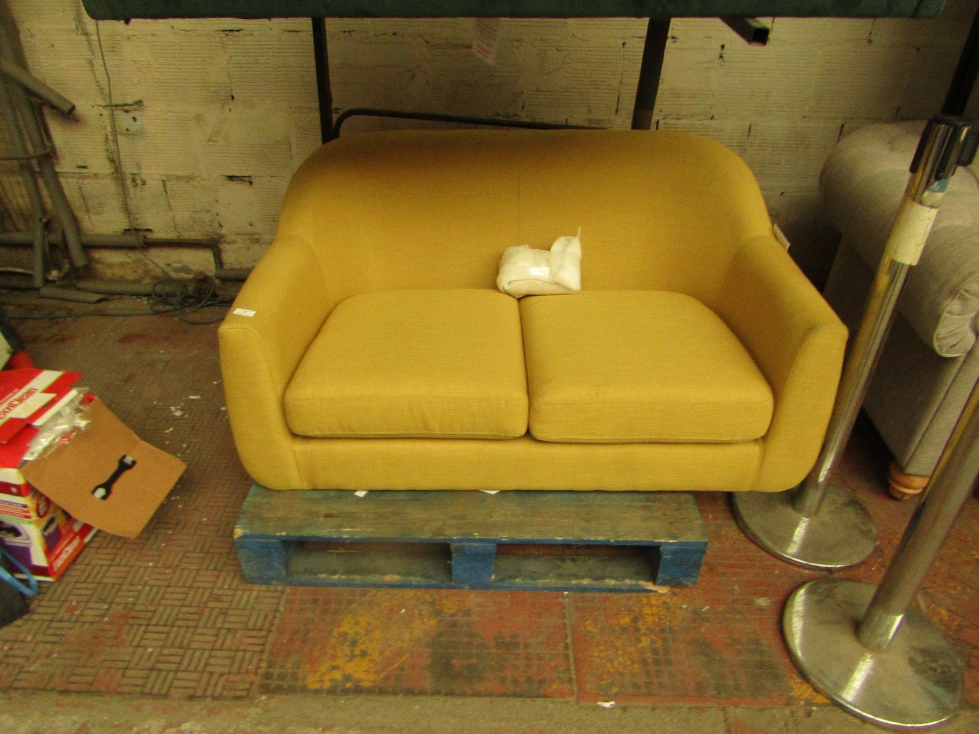 | 1X | MADE.COM MUSTARD 2 SEATER LOVE SEAT | NO VISIBLE DAMAGE AND INCLUDES FEET | RRP ?349 |