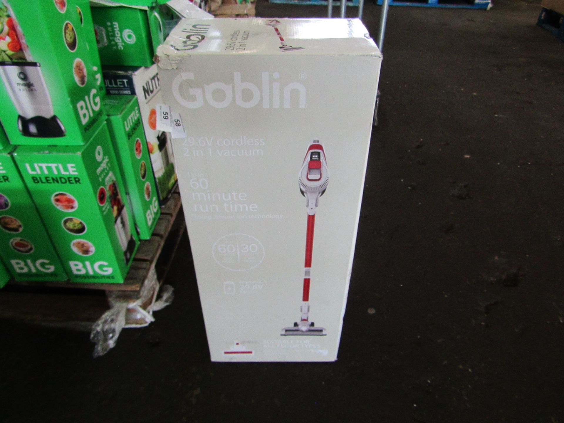 | 5X | GOBLIN 29.6V CORDLESS 2 IN 1 VACUUM | UNCHECKED AND BOXED | NO ONLINE RESALE | SKU