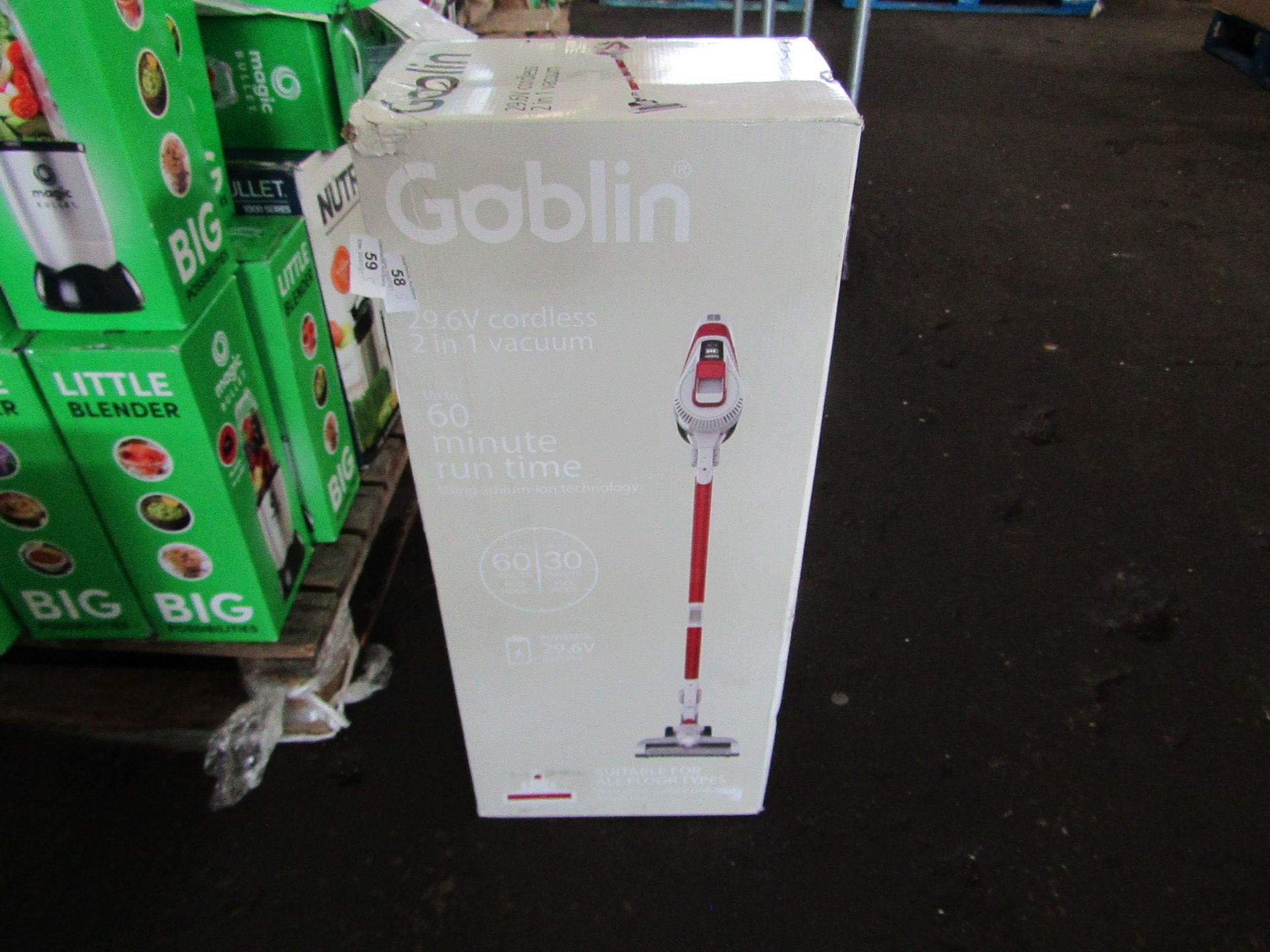 | 5X | GOBLIN 29.6V CORDLESS 2 IN 1 VACUUM | UNCHECKED AND BOXED | NO ONLINE RESALE | SKU