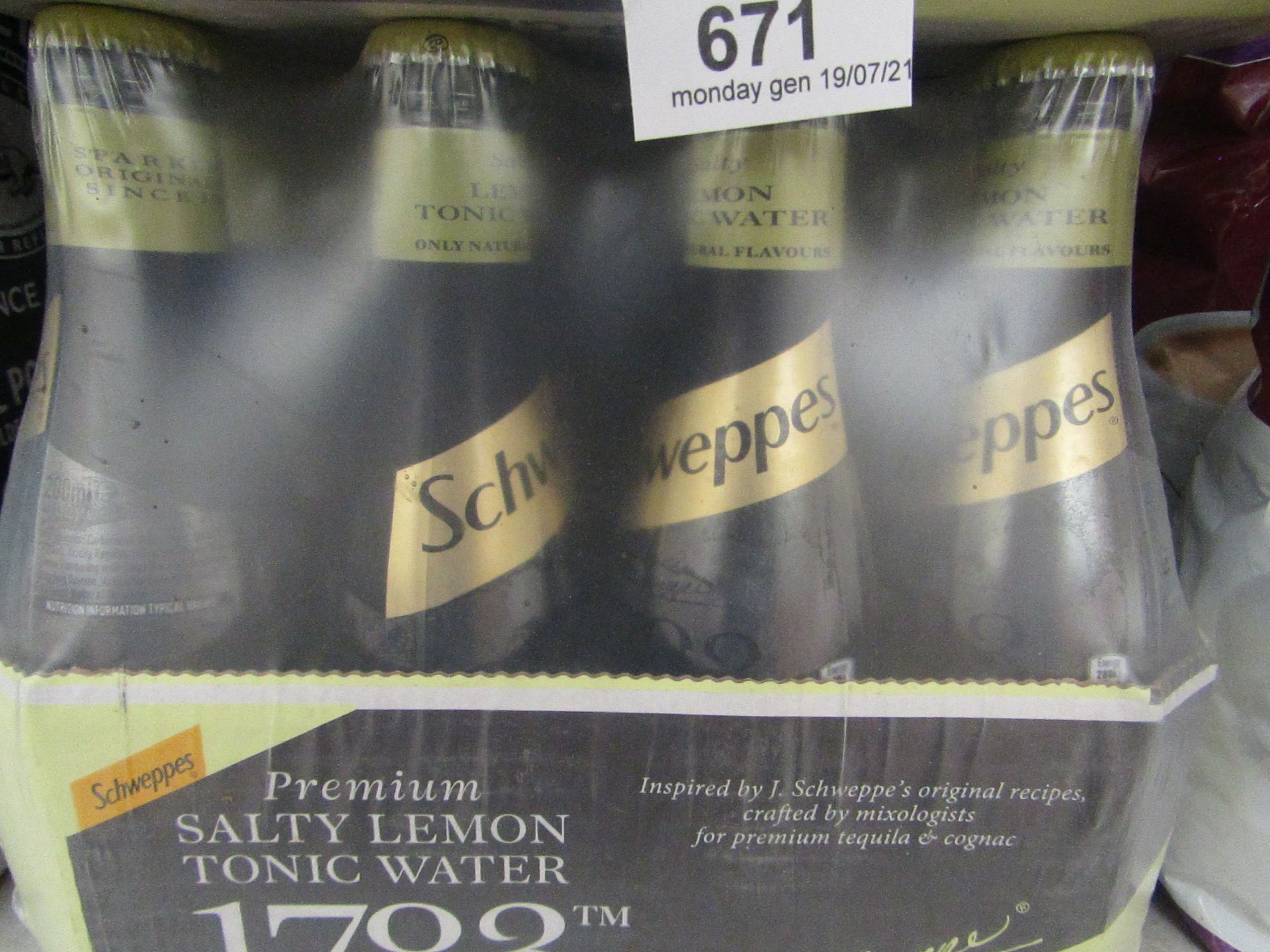 12 Pack of Schweppes - Salty Lemon Tonic Water - 200ml - BBD 31-08-20 - Unused & Packaged.