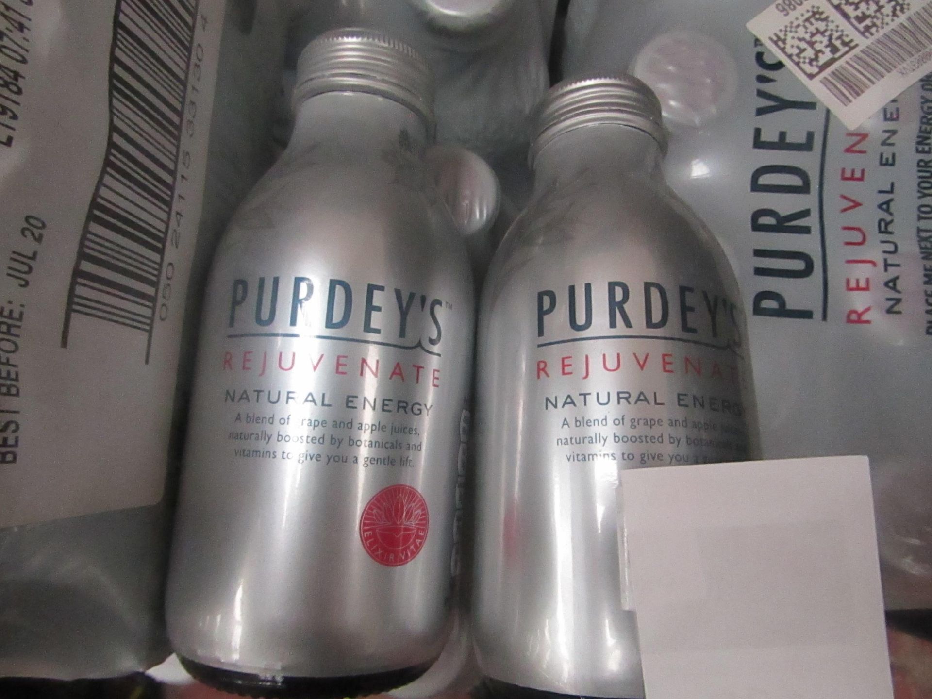 2 x Packs of 12 Being : Purdey's - Rejuvenate Natural Energy (Grape & Apple Flavoured Juice) - BBD