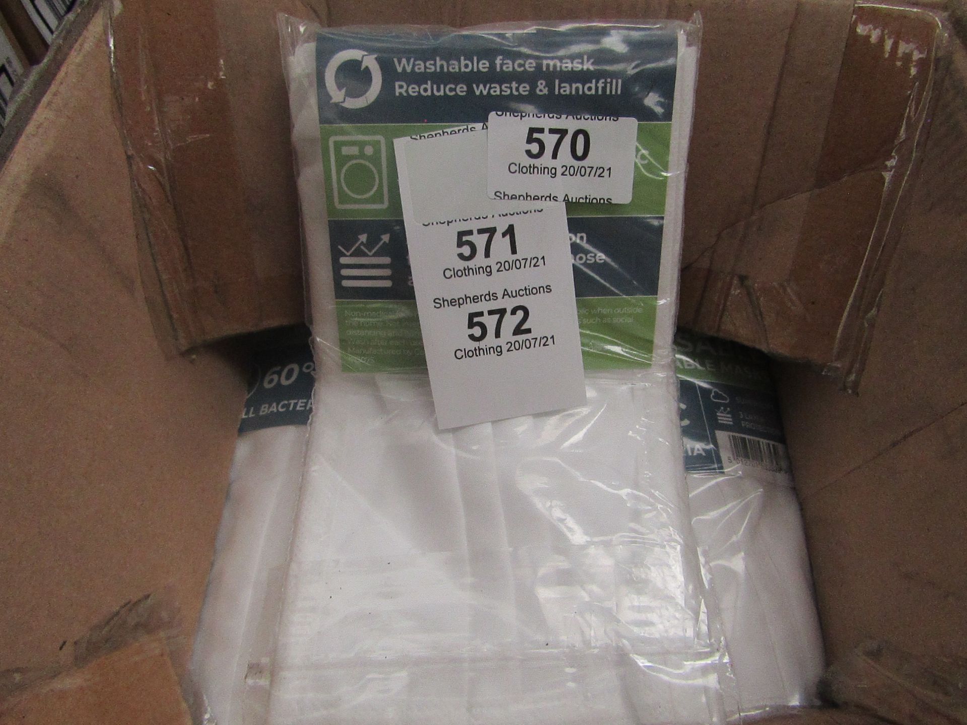 50 x Pack's of 5 Reusable Washable Face Masks (250 in total) - New & Packaged.