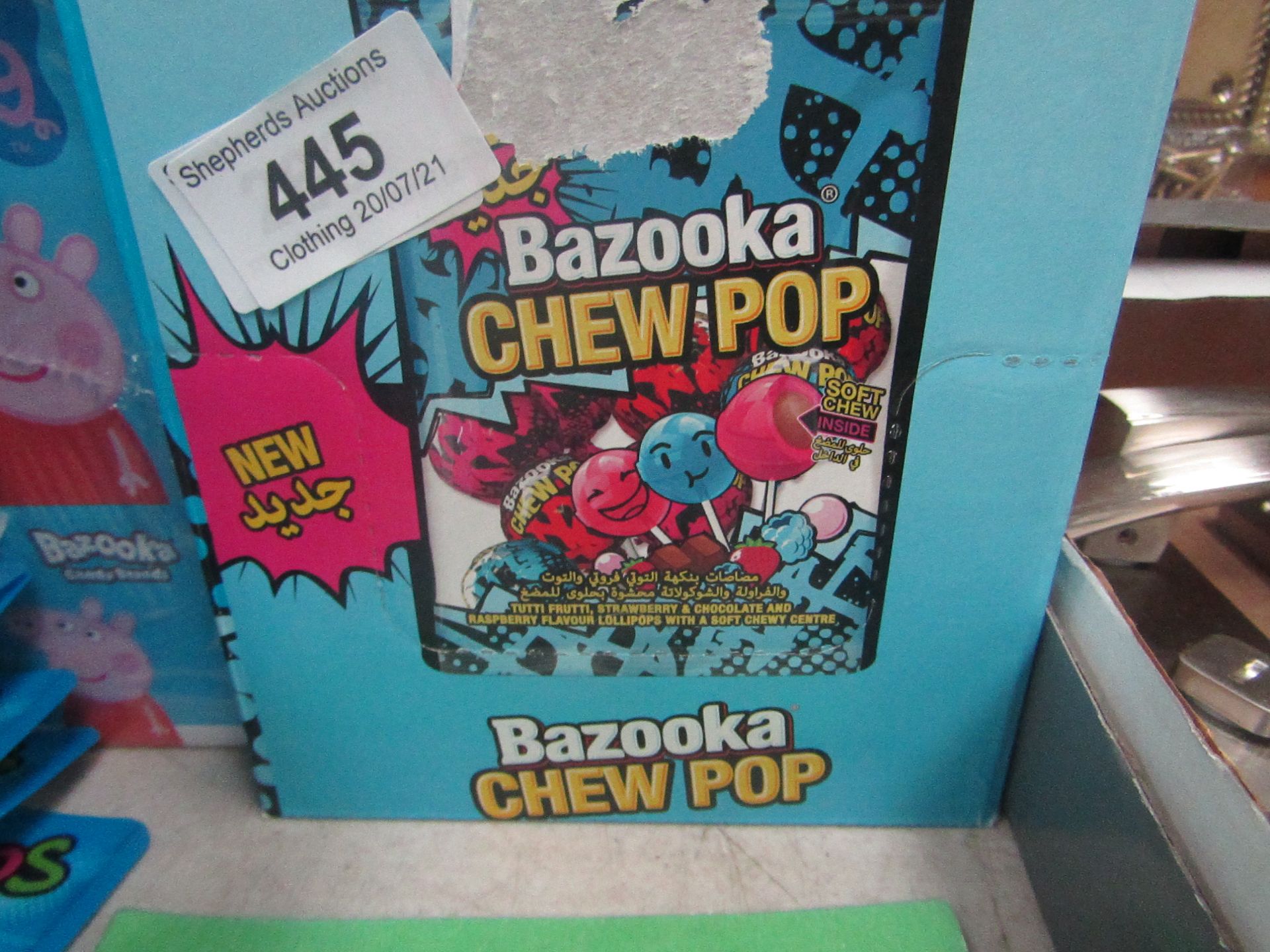 10 x Bazooka chew pop - Bubble Gum Lolly-Pop's (10 x 140g) - BBD 06/11/20 - Unused & Boxed.