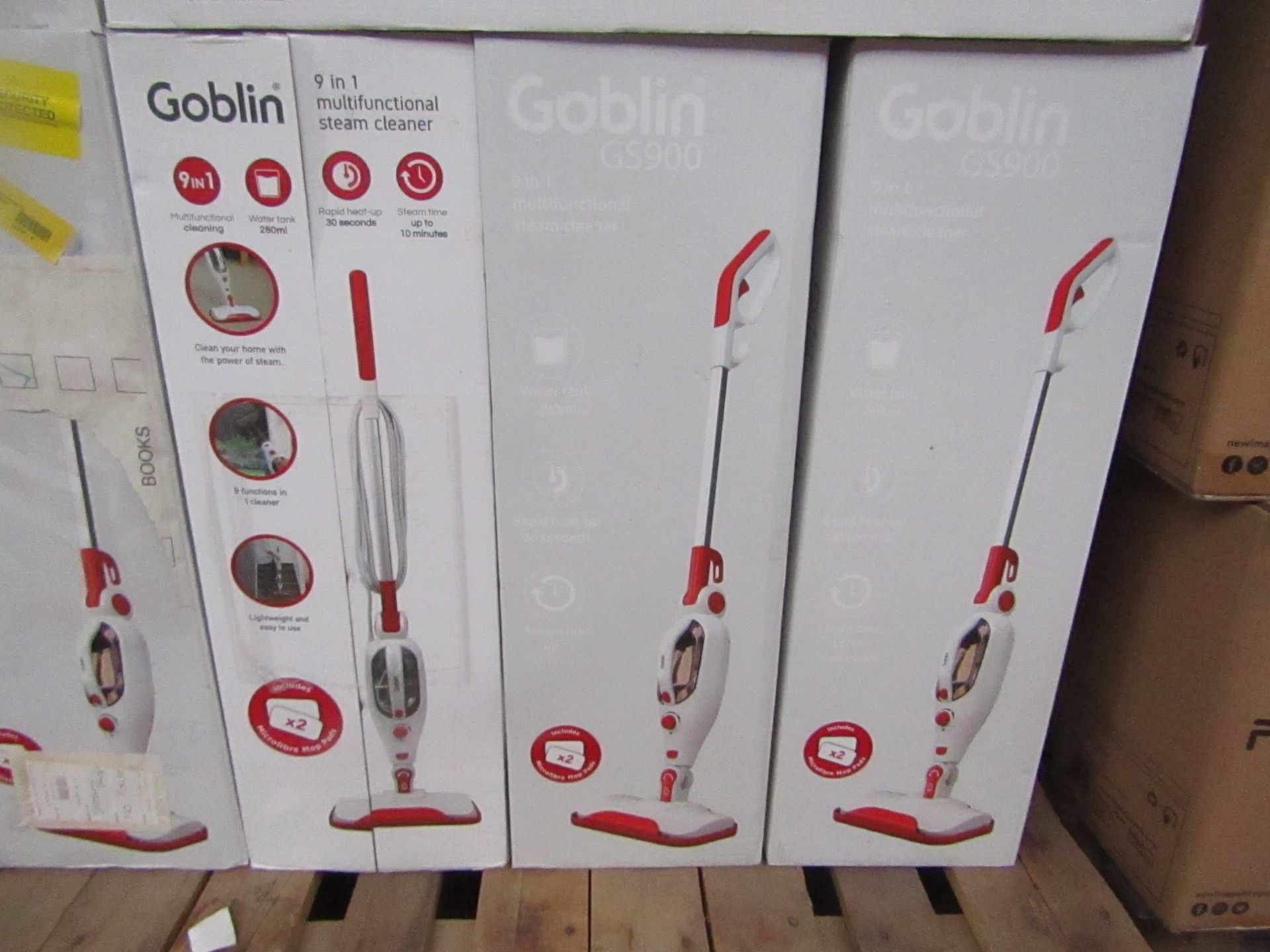 | 4X | GOBLIN WHITE 9 IN 1 MULTIFUNCTIONAL STEAM CLEANER | SKU: 5054781629948 | UNCHECKED AND