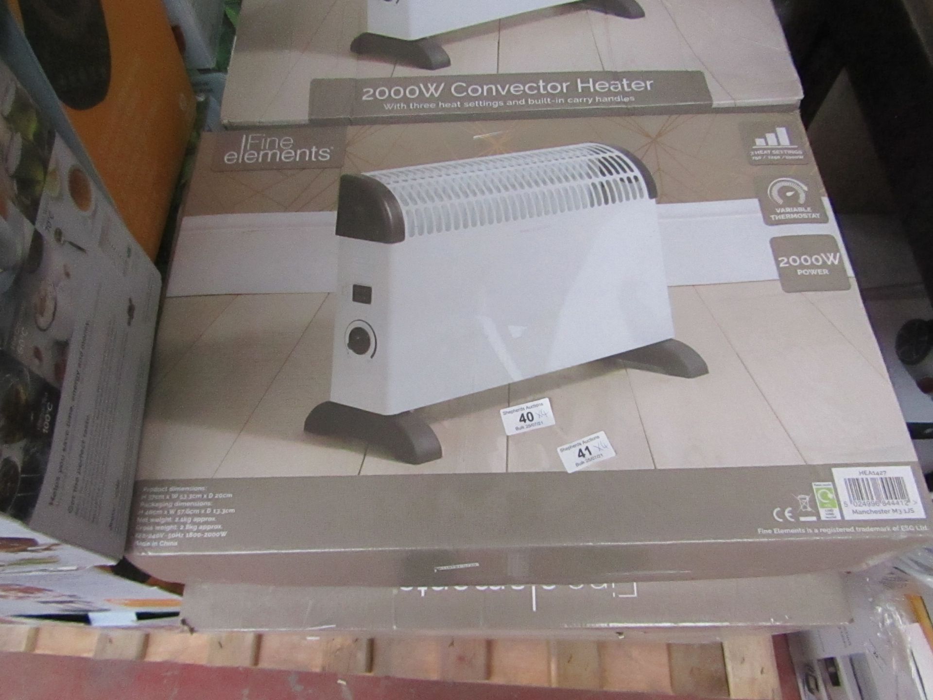 | 4X | FINE ELEMENTS 2000W CONVECTOR HEATER | UNCHECKED & BOXED | NO ONLINE RESALE | SKU