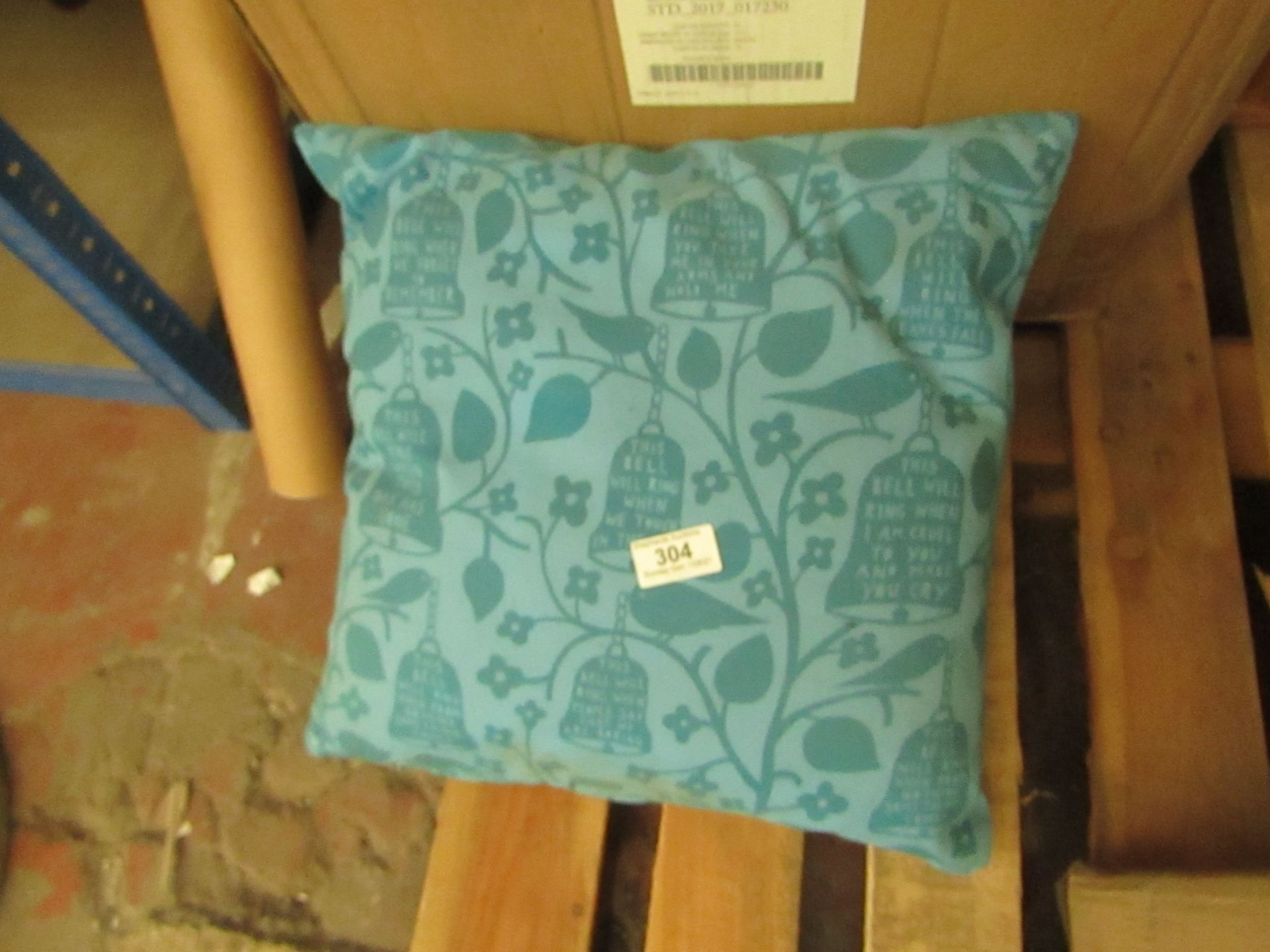 Blue coloured patterned cushion - Unused, May Need Wash.