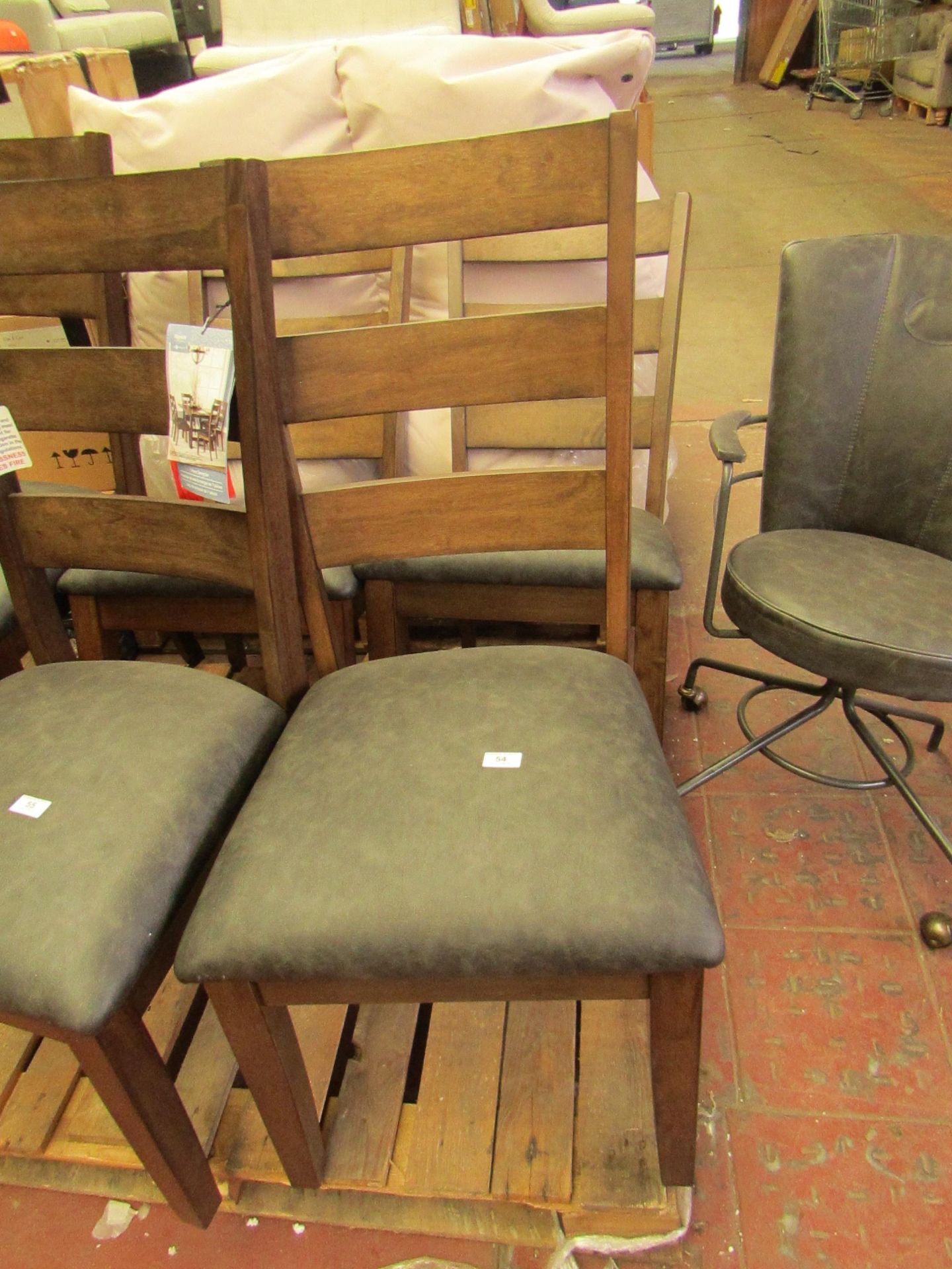 2x Bayside Leather Dining Chairs - Look Unused (NO GURANTEE)