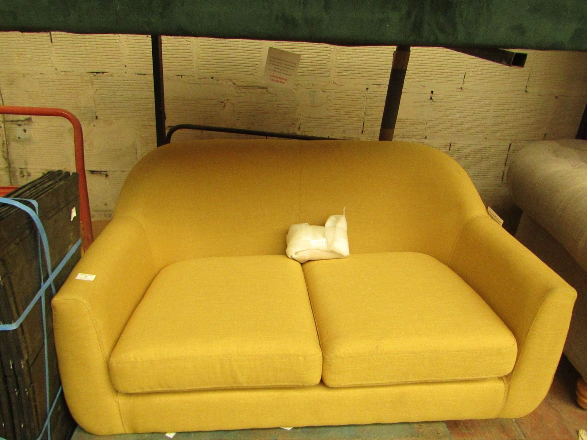 | 1X | MADE.COM MUSTARD 2 SEATER LOVE SEAT | NO VISIBLE DAMAGE AND INCLUDES FEET | RRP ?349 |