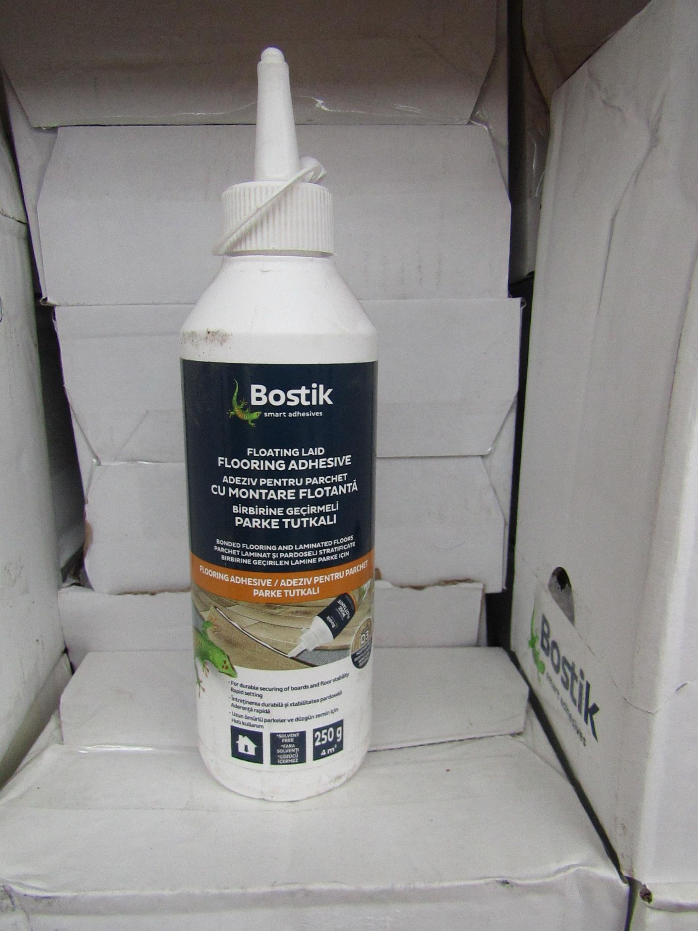 12x Bostik - Floating Laid Flooring Adhesive (250g = 4Msquared) - Unused & Boxed.