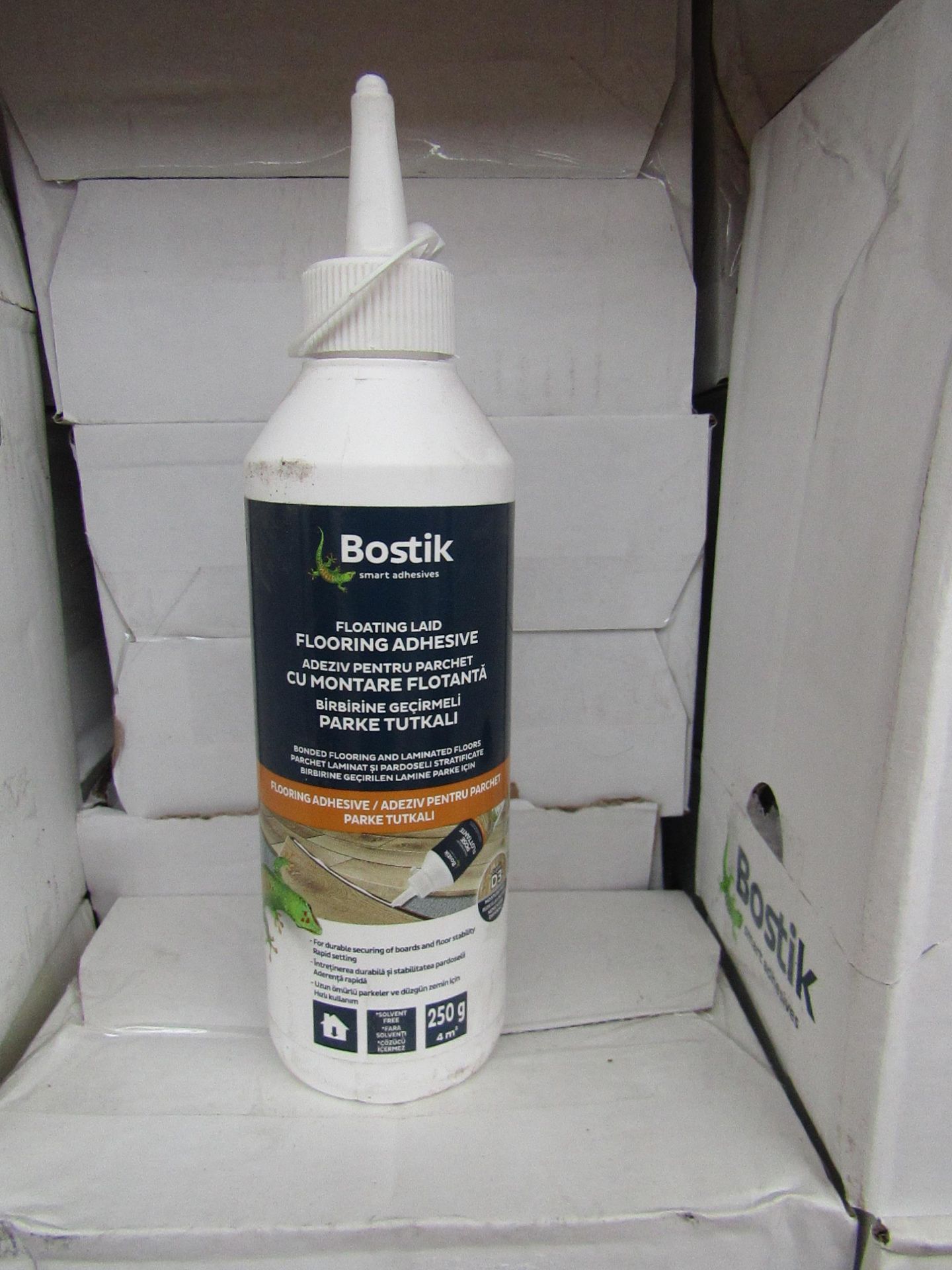 12x Bostik - Floating Laid Flooring Adhesive (250g = 4Msquared) - Unused & Boxed.