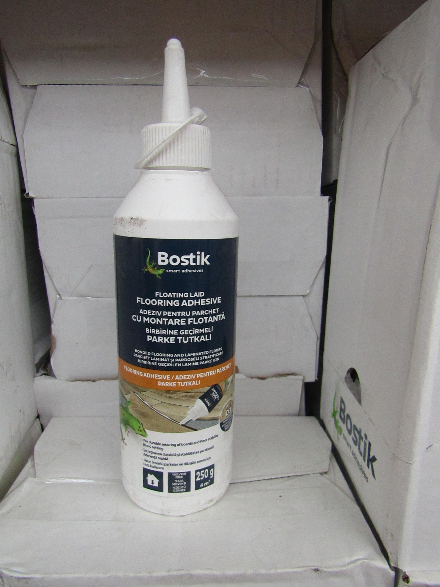 12x Bostik - Floating Laid Flooring Adhesive (250g = 4Msquared) - Unused & Boxed.