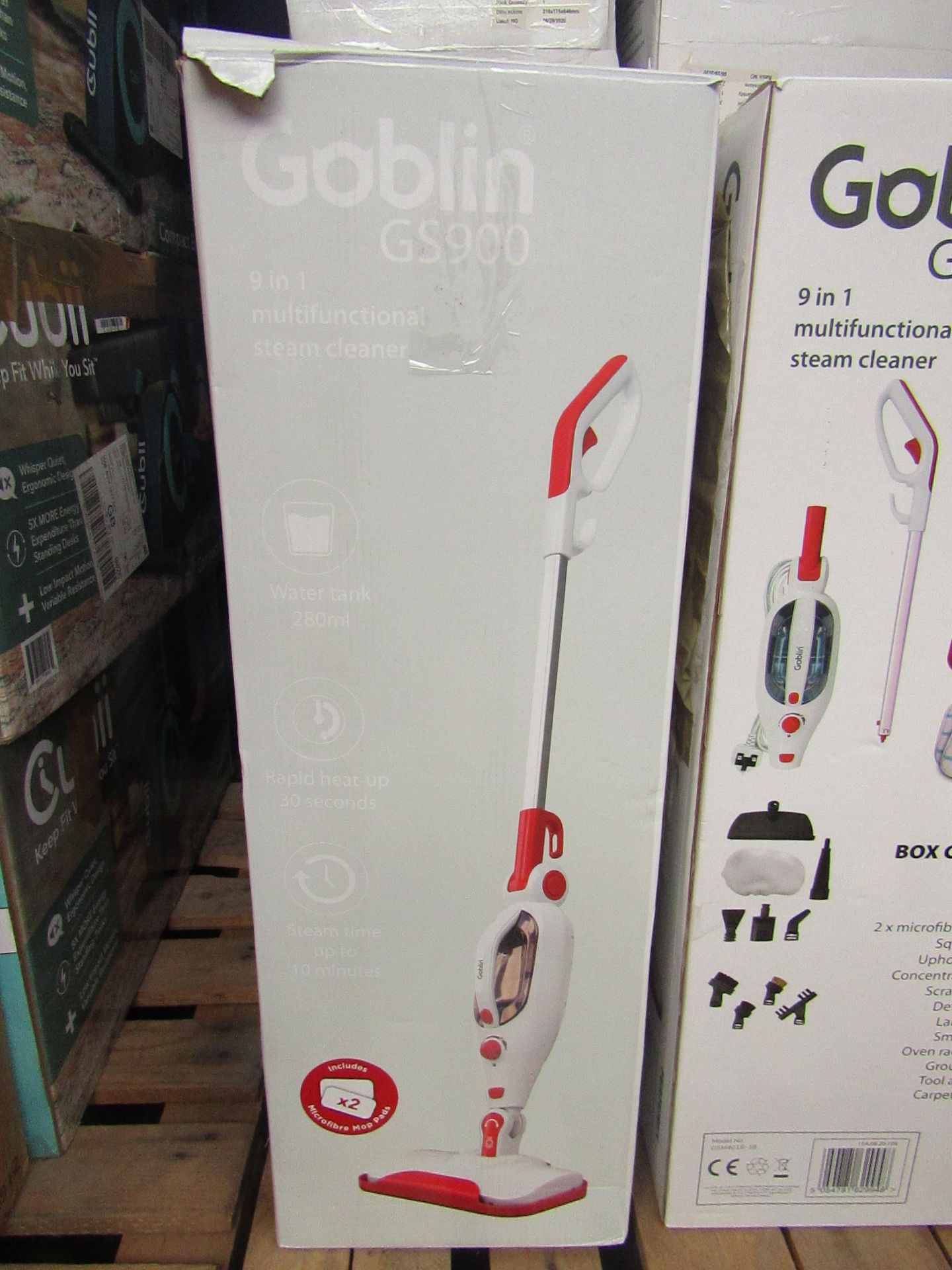 | 4X | GOBLIN WHITE 9 IN 1 MULTIFUNCTIONAL STEAM CLEANER | SKU: 5054781629948 | UNCHECKED AND