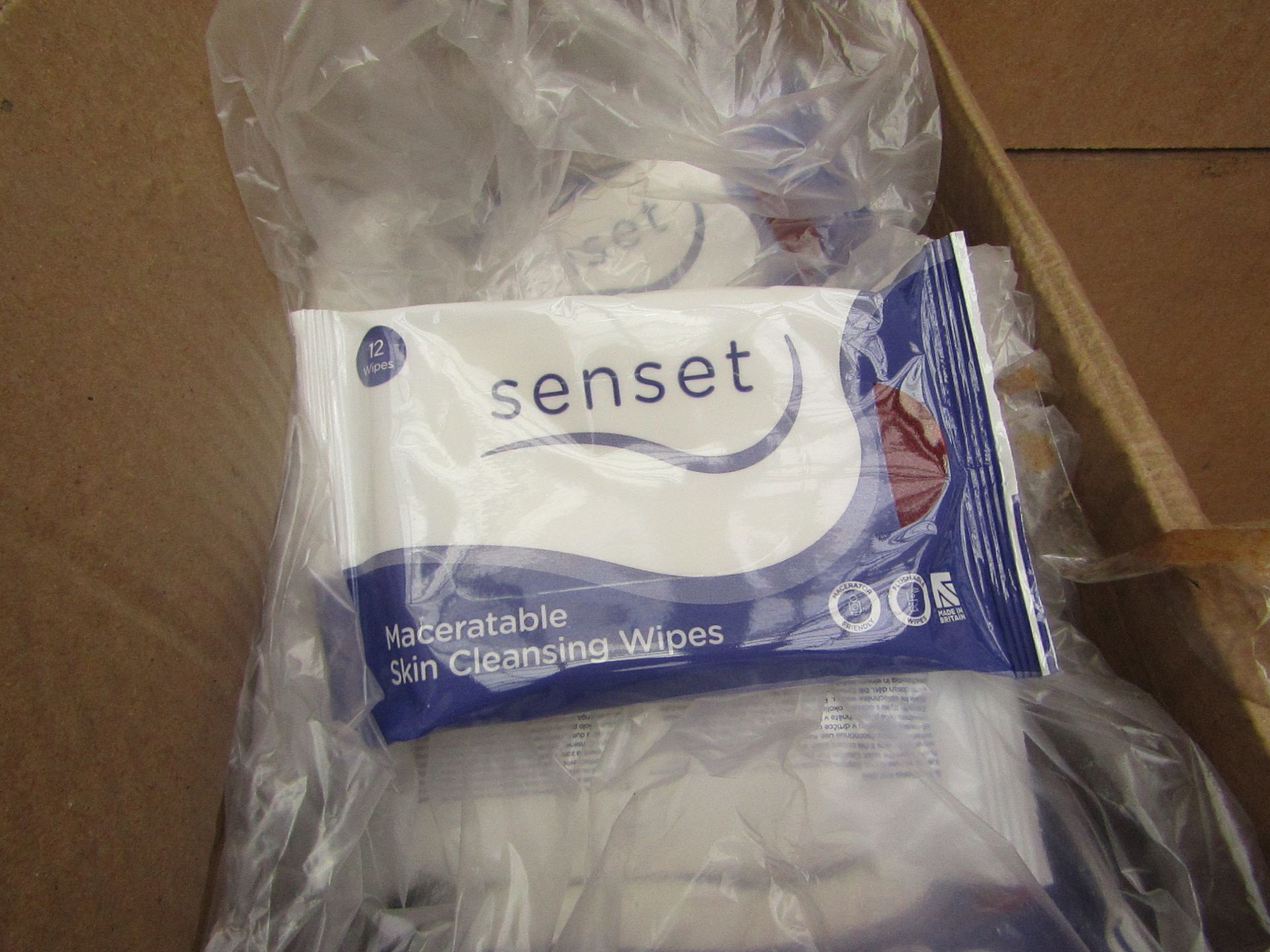 10X SENSET MACERATABLE SKIN CLEANING WIPIES, 12 WIPES PER PACKET, MACERATOR FRIENDLY, NEW &