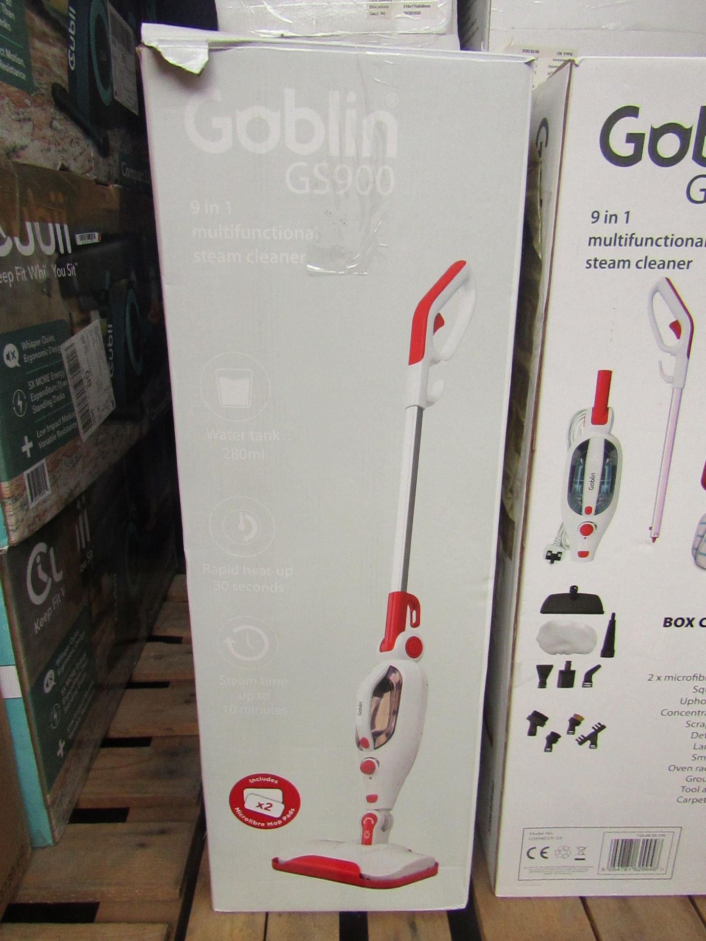 | 4X | GOBLIN WHITE 9 IN 1 MULTIFUNCTIONAL STEAM CLEANER | SKU: 5054781629948 | UNCHECKED AND