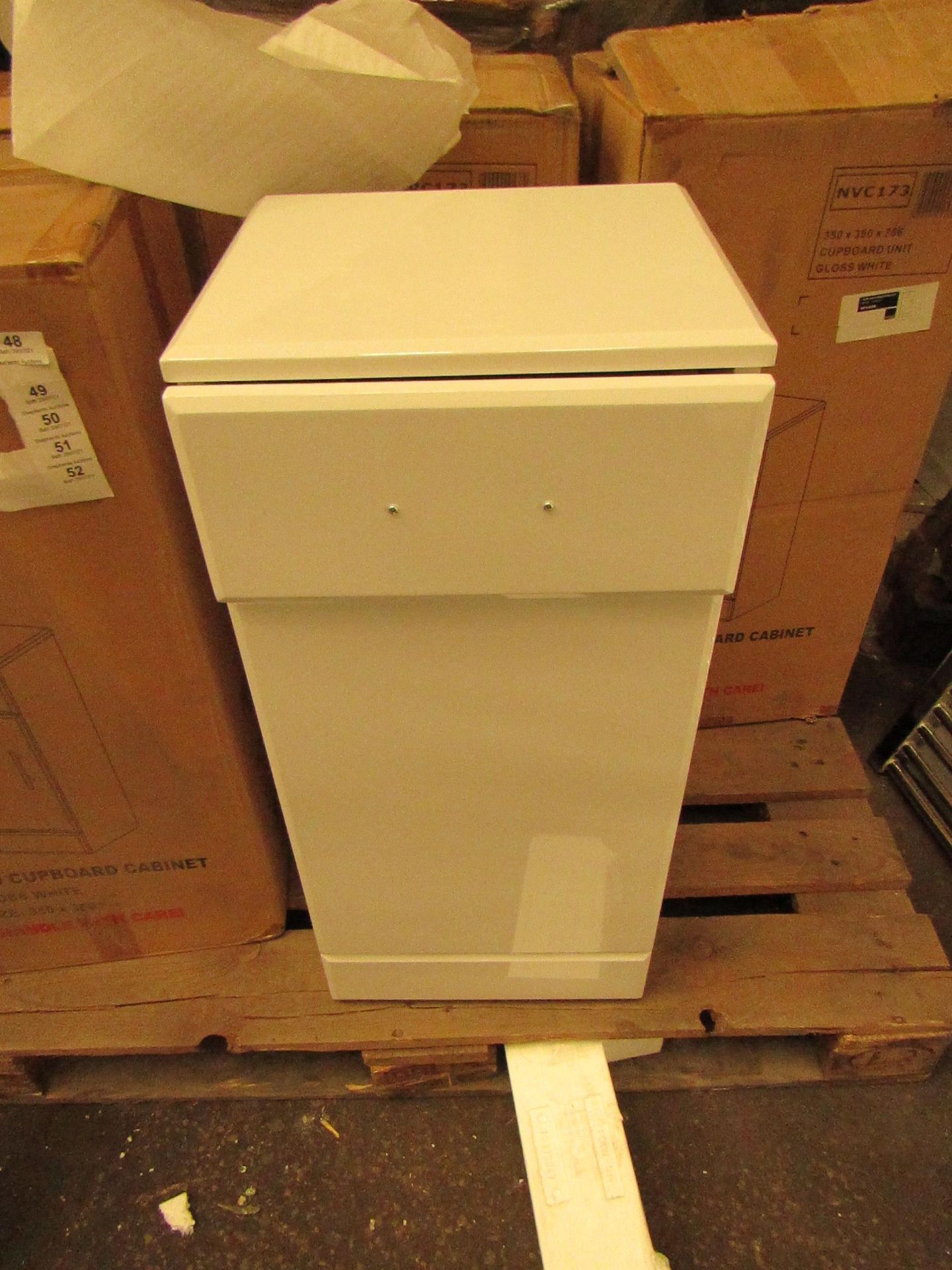White gloss cupboard unit, new and boxed
