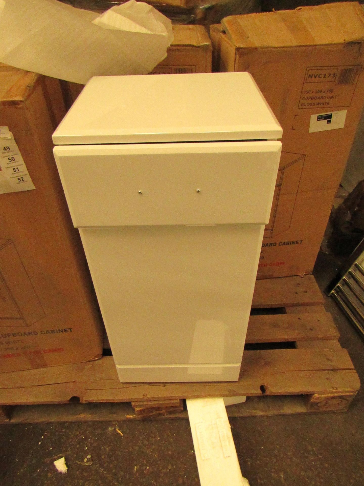 White gloss cupboard unit, new and boxed