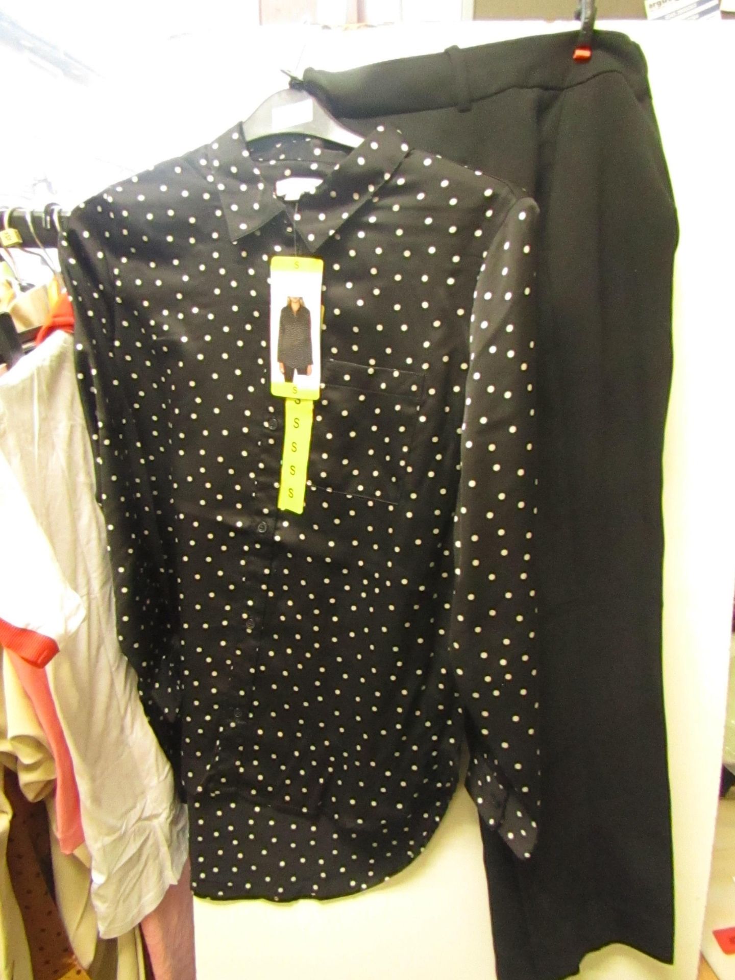 2 X Items Being 1 X J.A.C.H.S Blouse Size S Black With White Spots & 1 X Pair of Kirkland