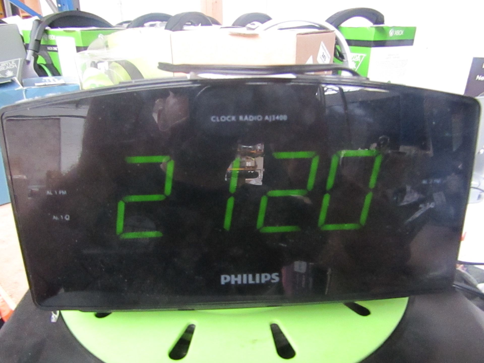 Phillips Radio Clock - Black - Untested & Unboxed -