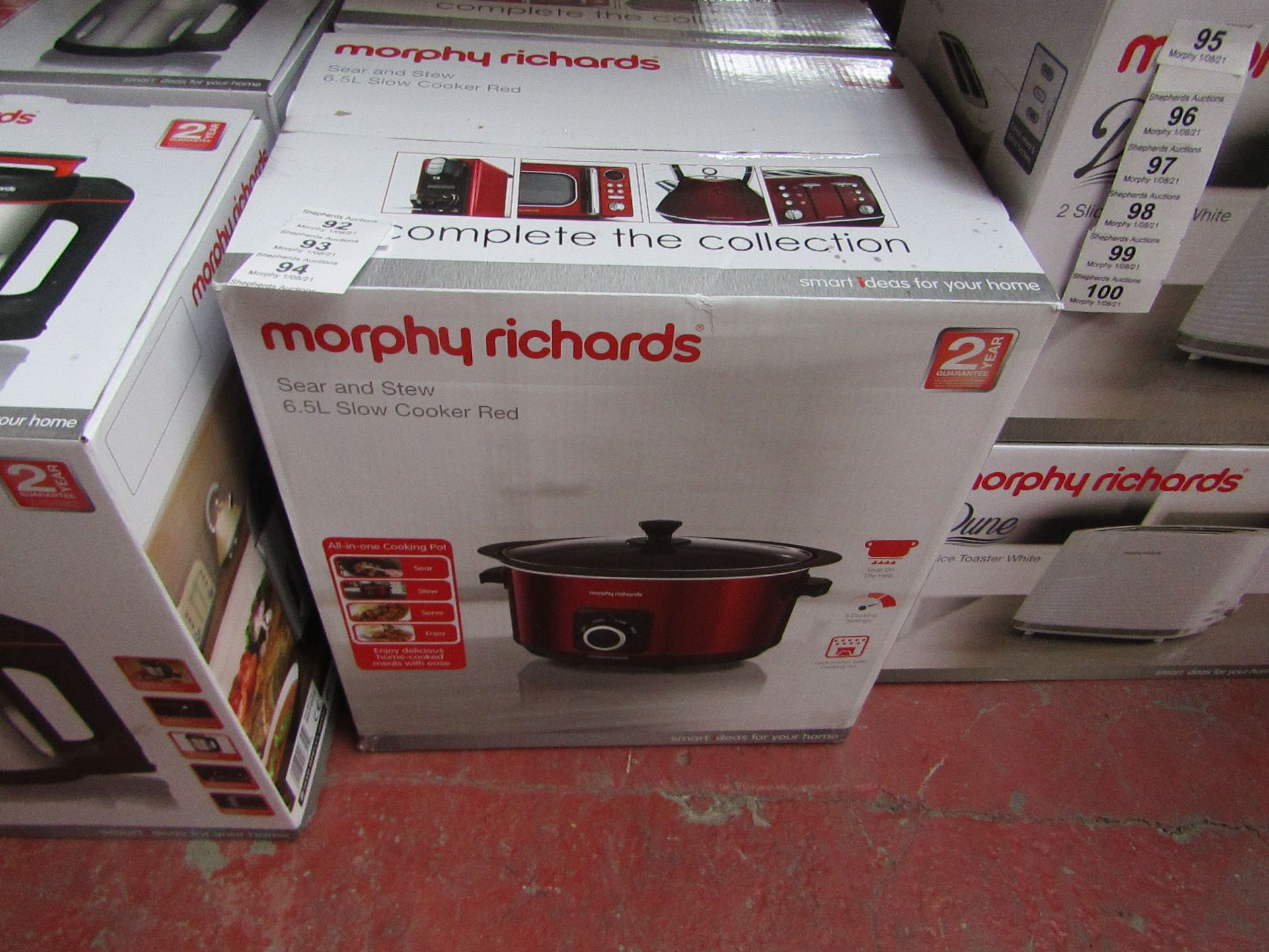 Morphy Richards sear and stew 6.5L slow cooker in red, brand new and boxed. RRP £29.99