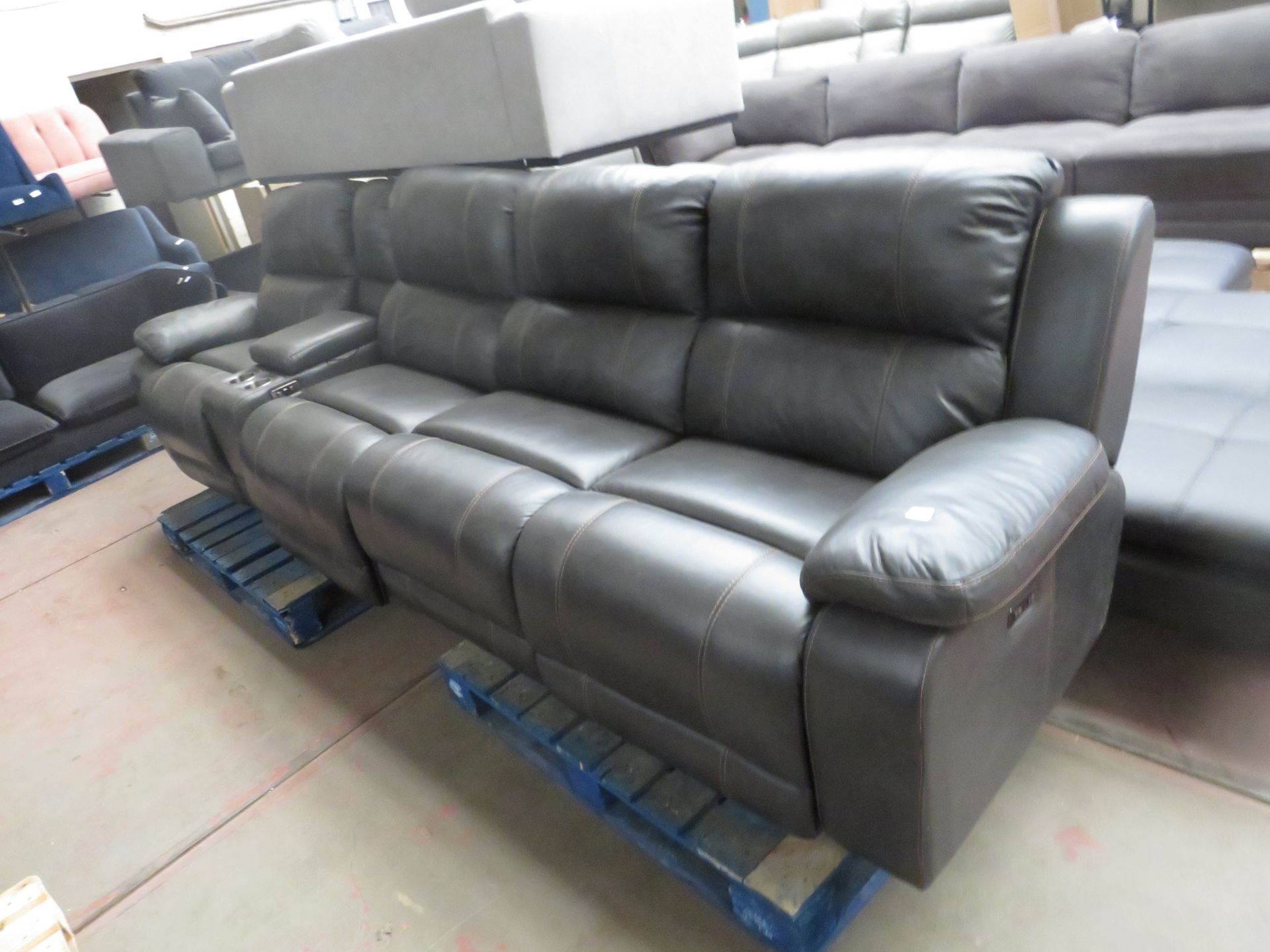 Pulaski leather 5 piece sofa with armrest and recliner, missing corner part but is still