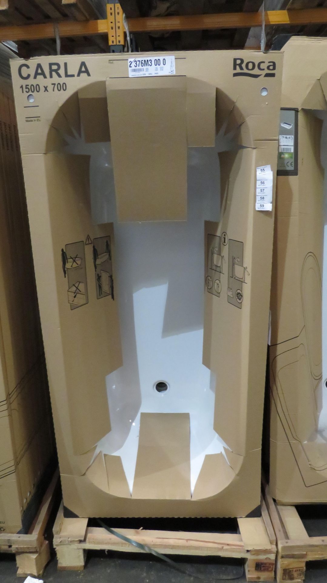 Roca Carla 1500 x 700 bath, new and packaged. Includes feet if necessary