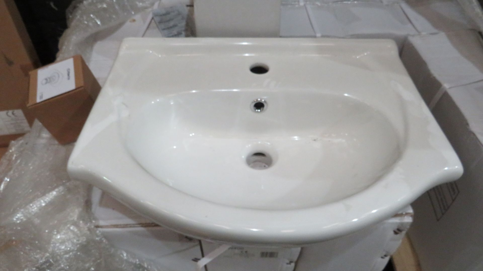 2x 550mm 1TH vanity slab basin in white, new and boxed.