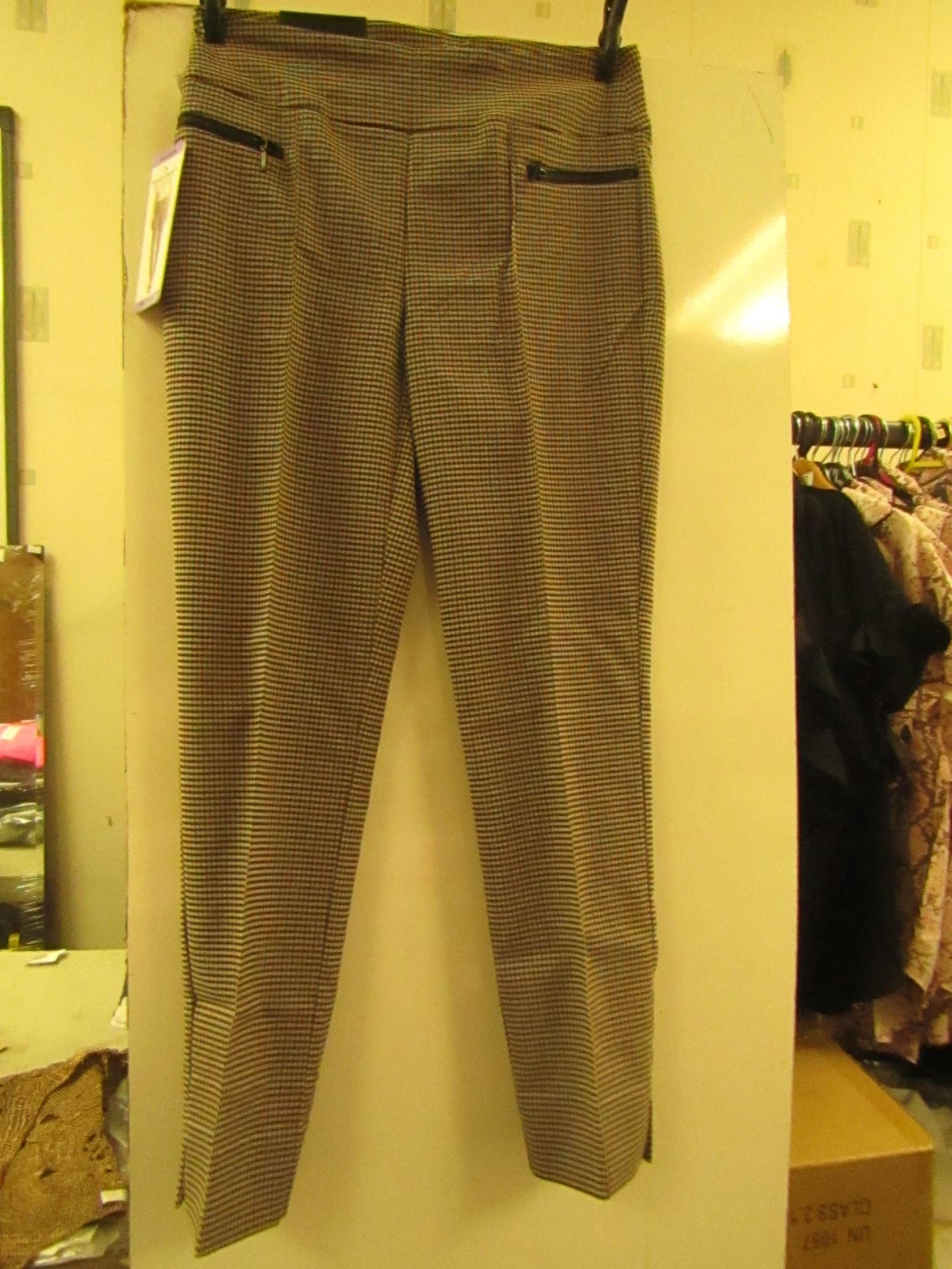 Hilary Radley Ladies Pants Brown Combo With With Built in Tummy Control Size 10 New With Tags