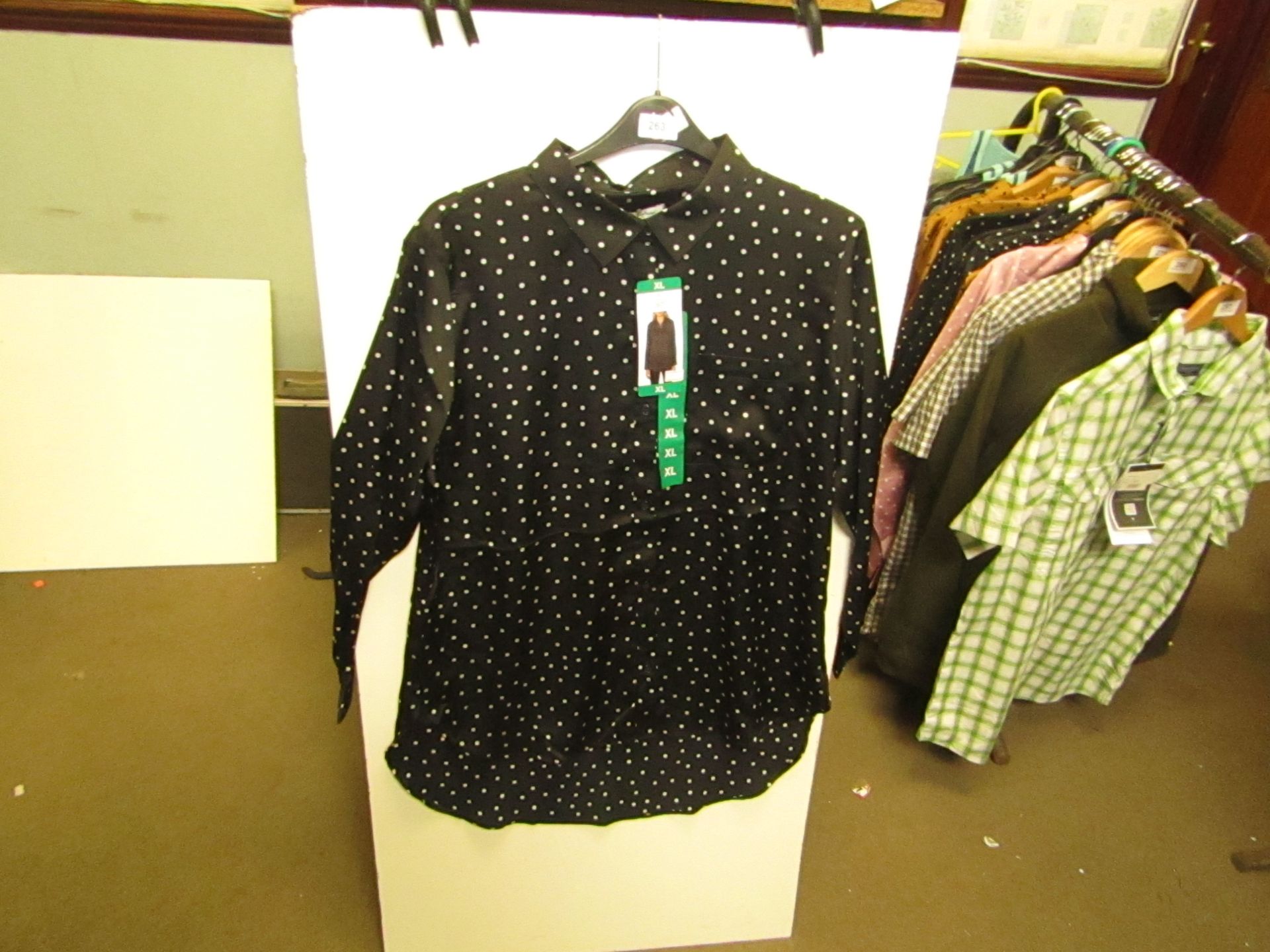 J.A.C.H.S Girlfriend Ladies Blouse Black With White Dots Size M RRP £35 New With Tags
