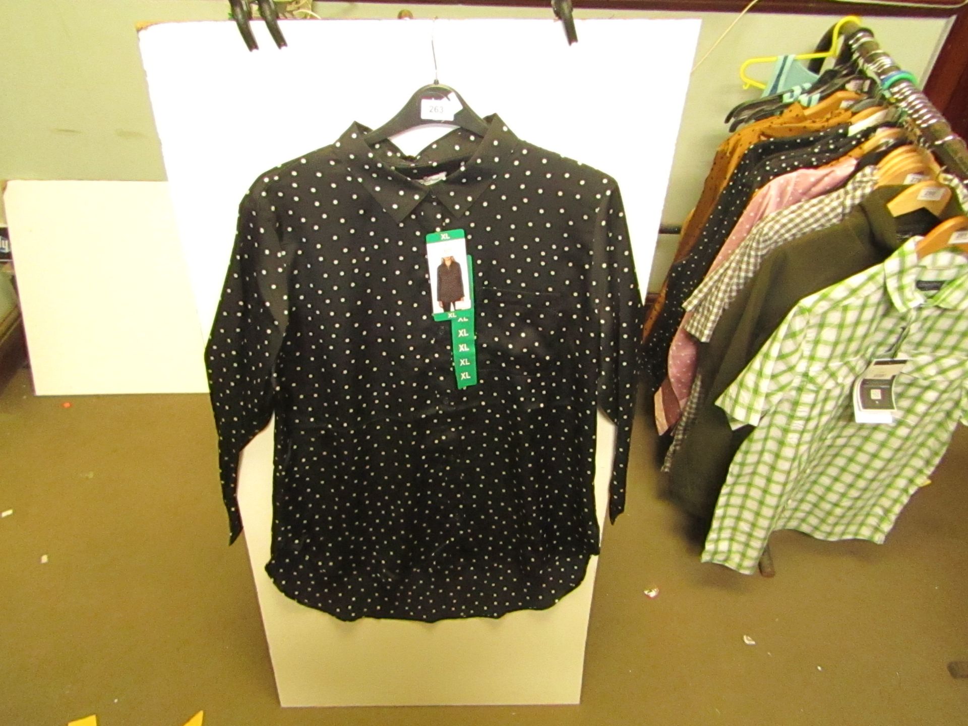 J.A.C.H.S Girlfriend Ladies Blouse Black With White Dots Size X/L RRP £35 New With Tags
