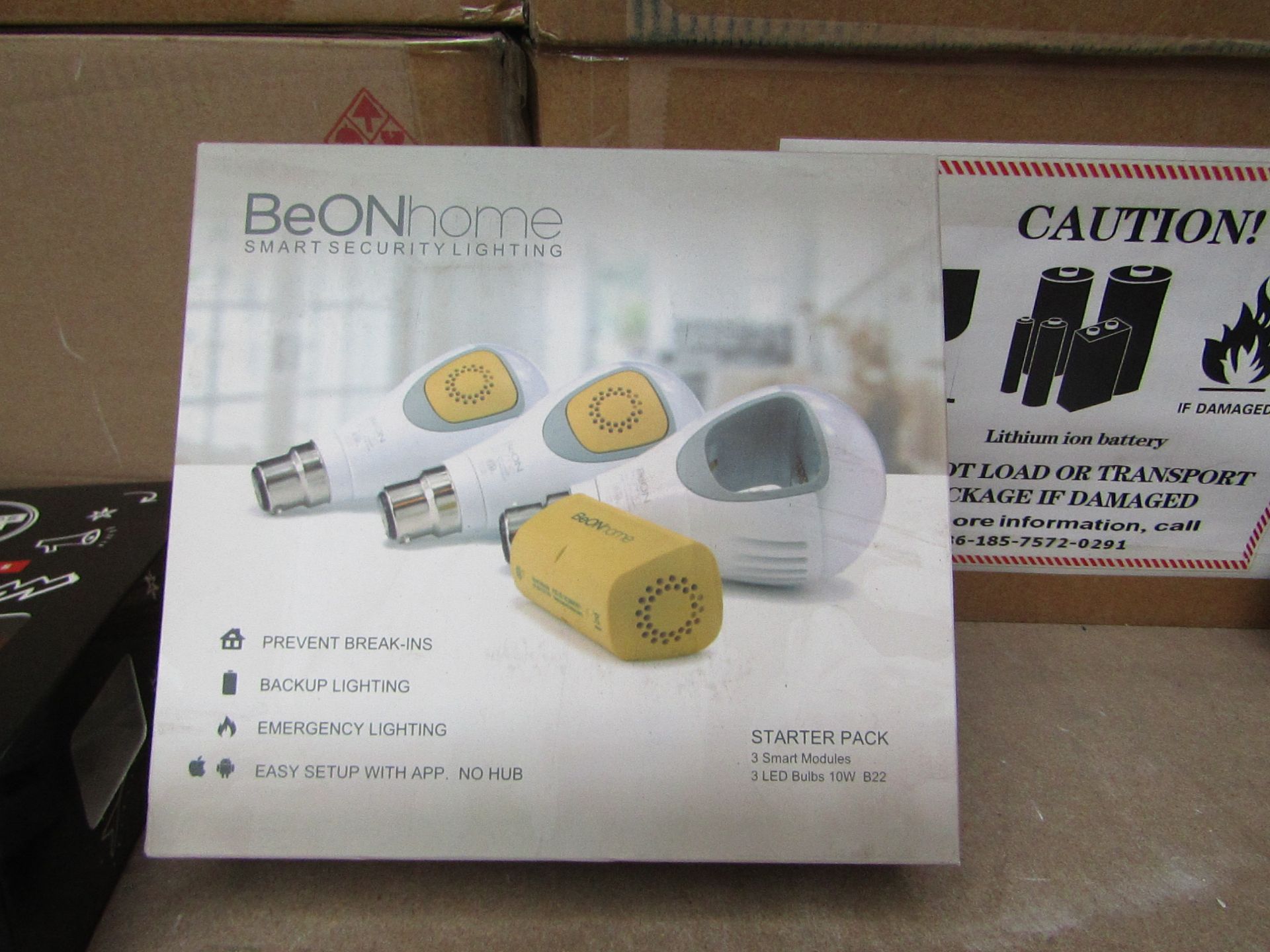 12x BeON Home smart light bulb starter pack includes 3 smart modules and 3 B22 LED bulbs, with a