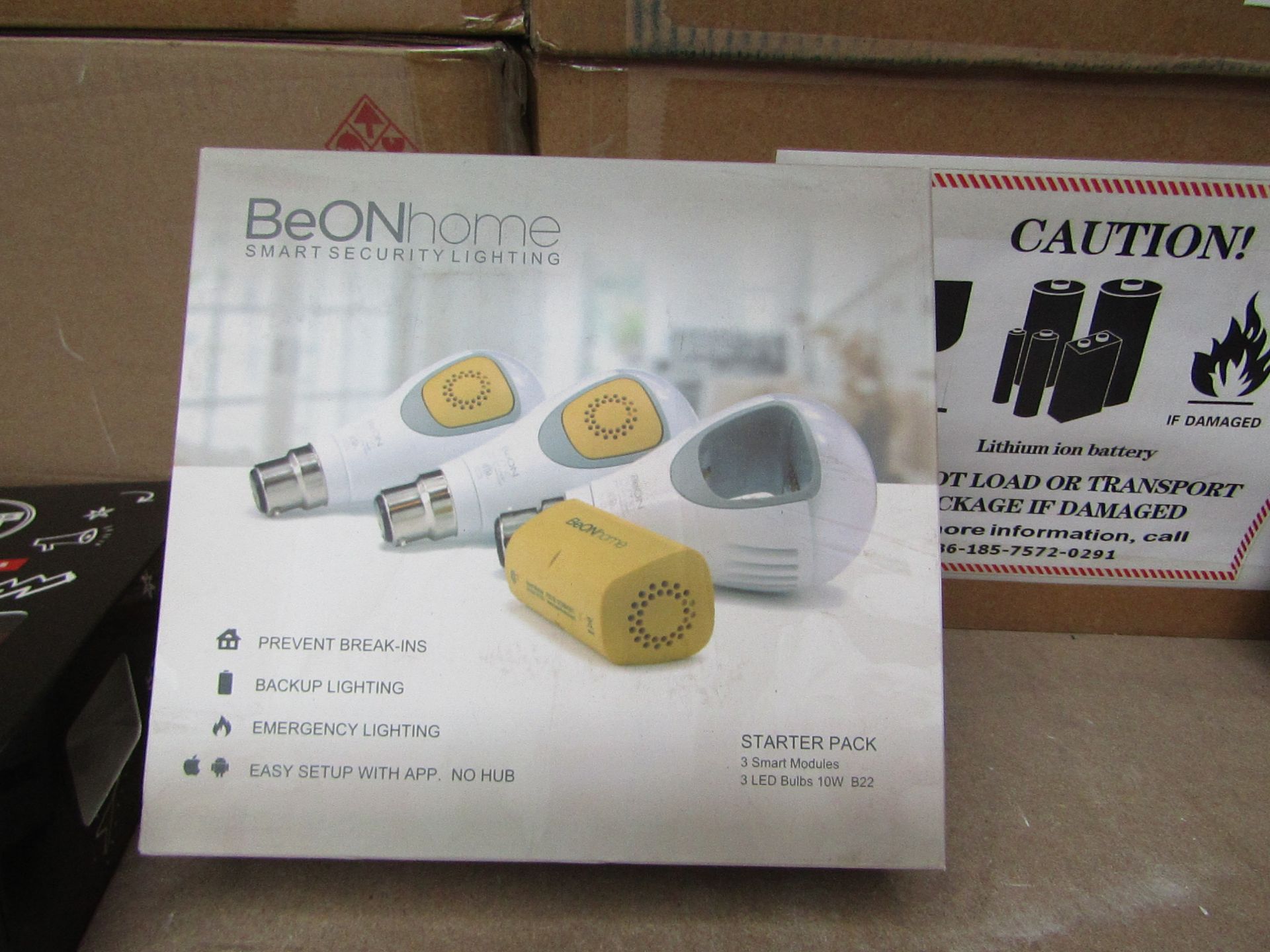 12x BeON Home smart light bulb starter pack includes 3 smart modules and 3 B22 LED bulbs, with a