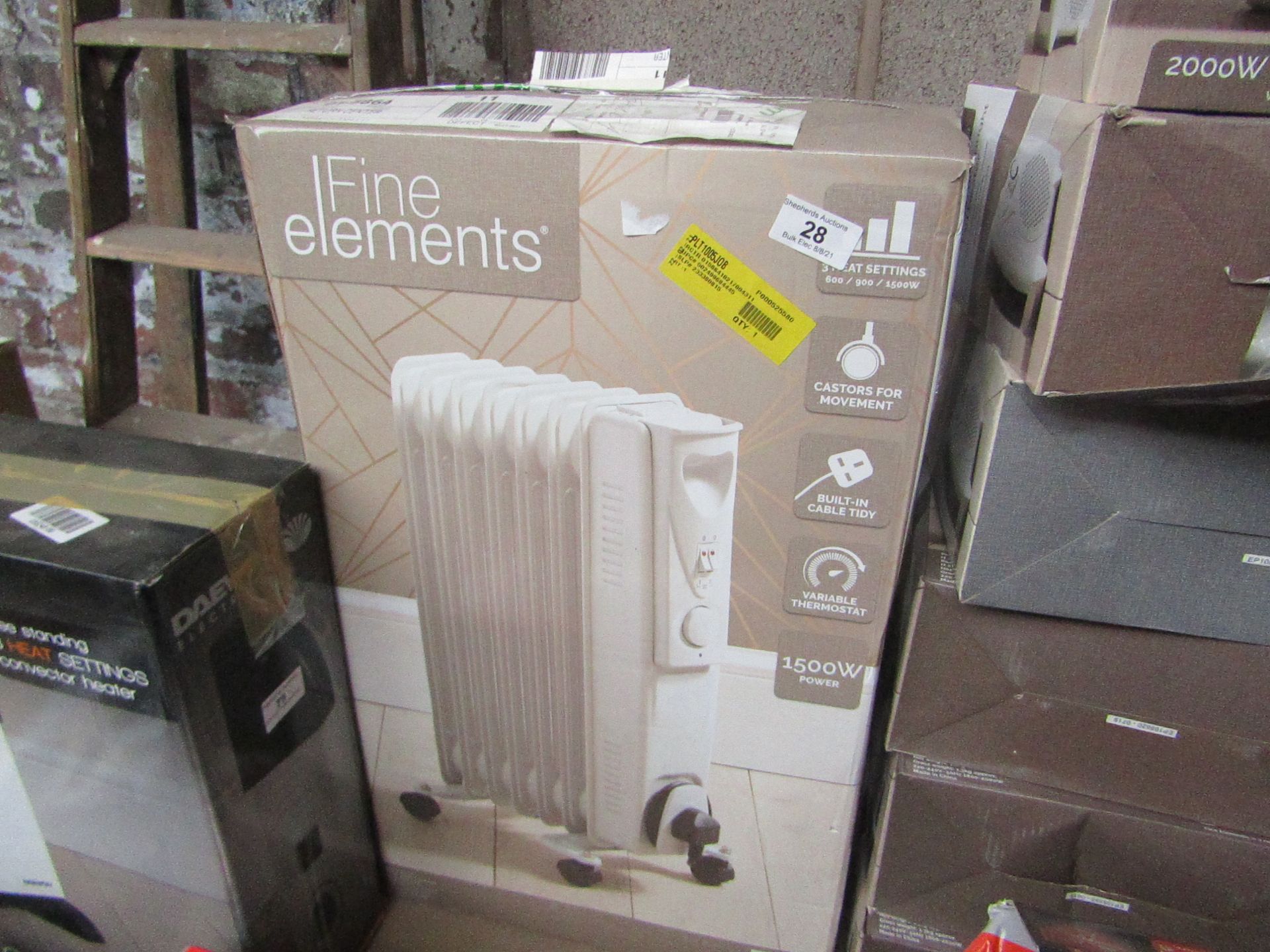 | 2X | FINE ELEMENTS 650W 5 FIN OIL FILLED RADIATOR | UNCHECKED & BOXED | NO ONLINE RESALE | SKU