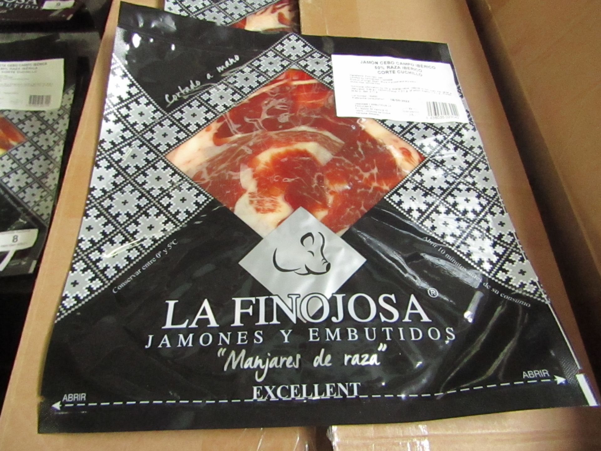 10 x La Finojosa 100g packets Sliced Iberian cured ham in slices. BB 18.3.22 RRP £16.25 per packet