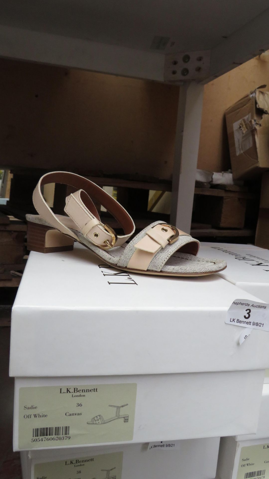 L K Bennett London Sadie Off White Canvas Sandals size 38 RRP £195 new & boxed see image for design