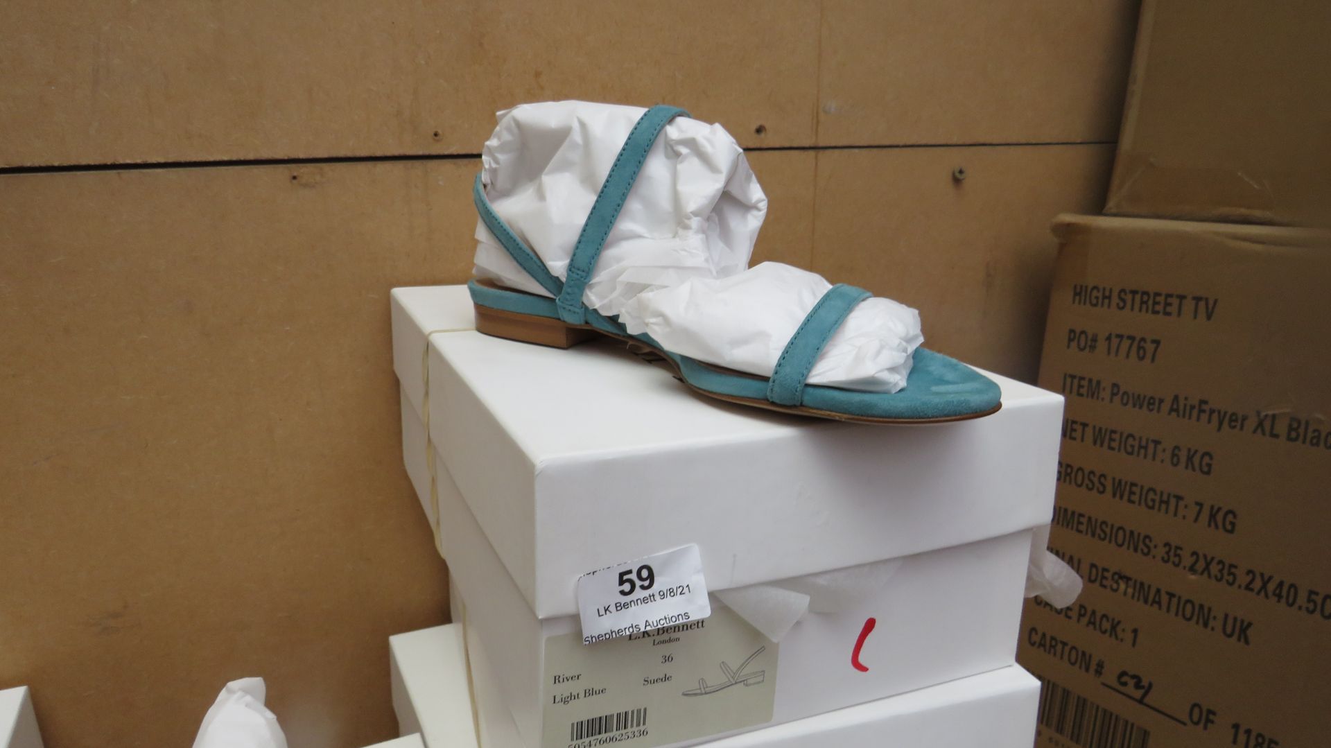 L K Bennett London River Light Blue Suede Shoes size 37 RRP £150 new & boxed see image for design