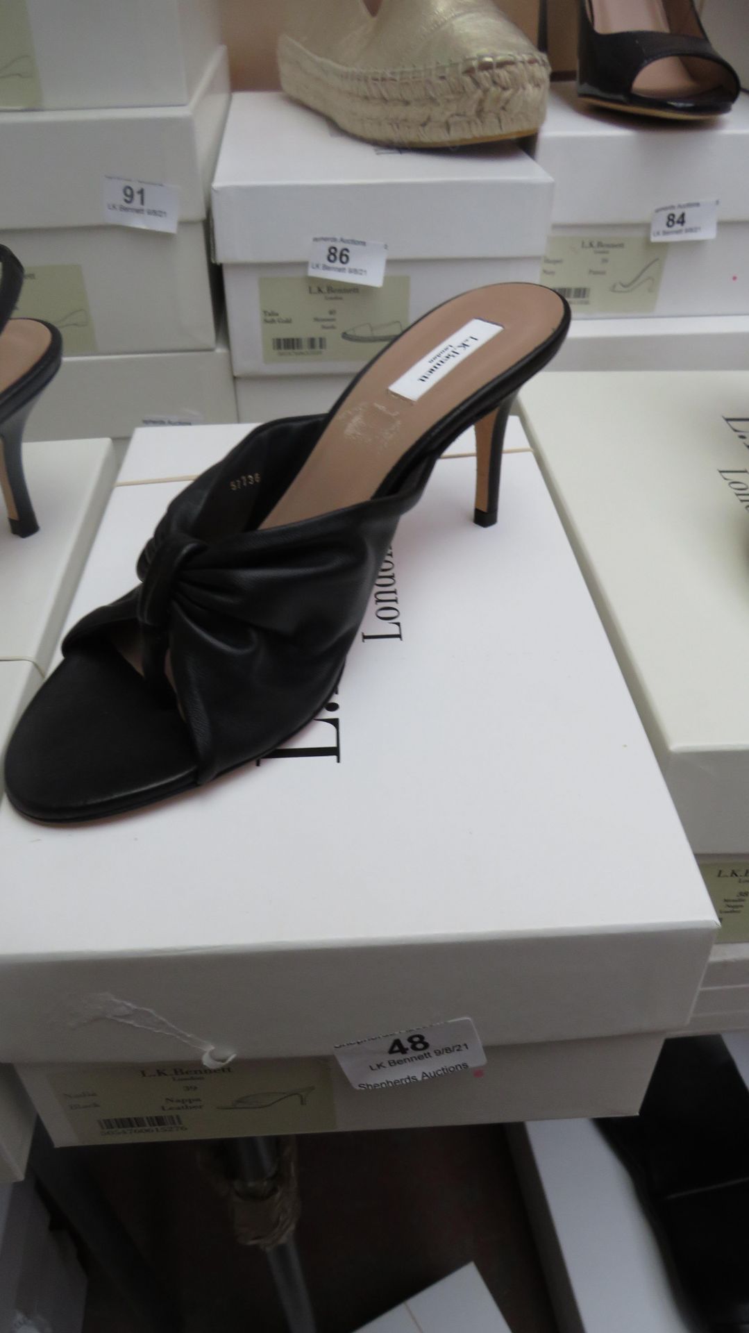 L K Bennett London Nadia Black Nappa Leather Shoes size 39 RRP £225 new & boxed see image for