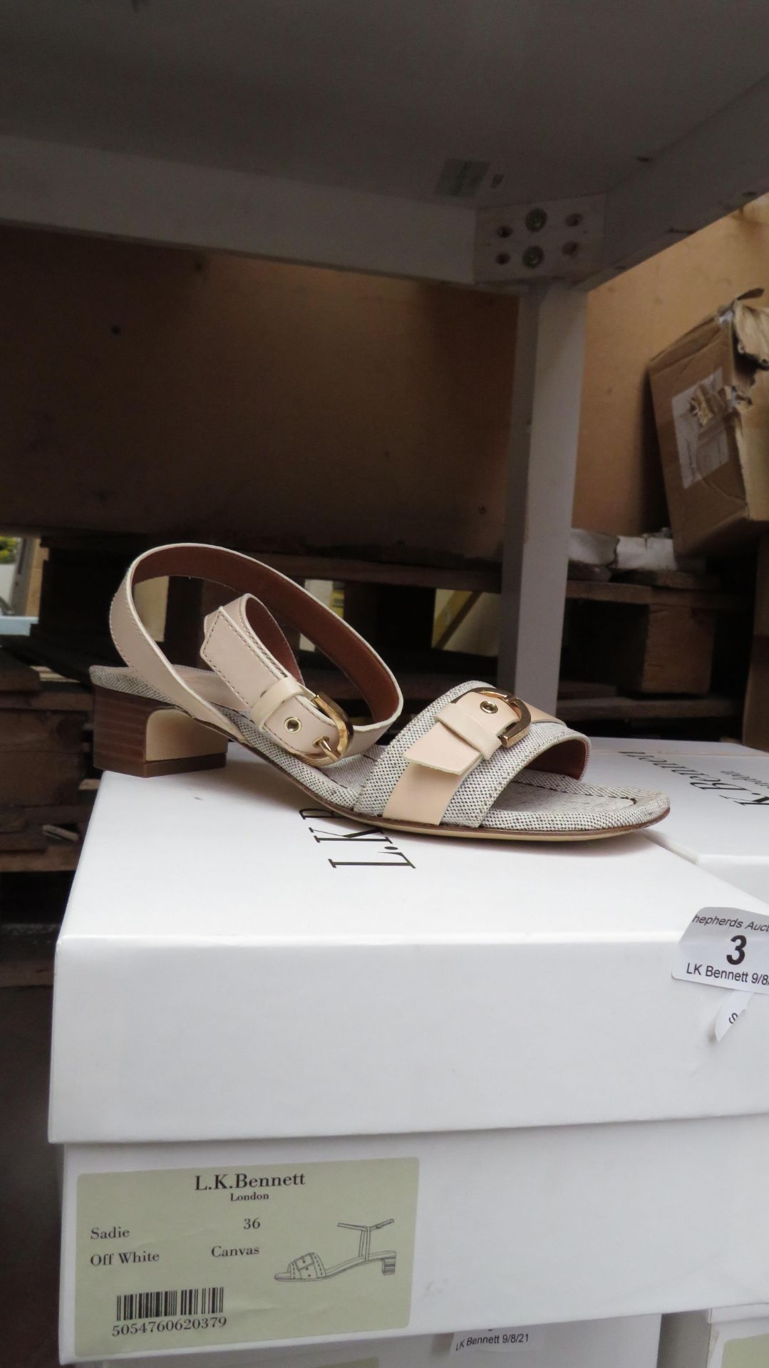 L K Bennett London Sadie Off White Canvas Sandals size 41 RRP £195 new & boxed see image for design