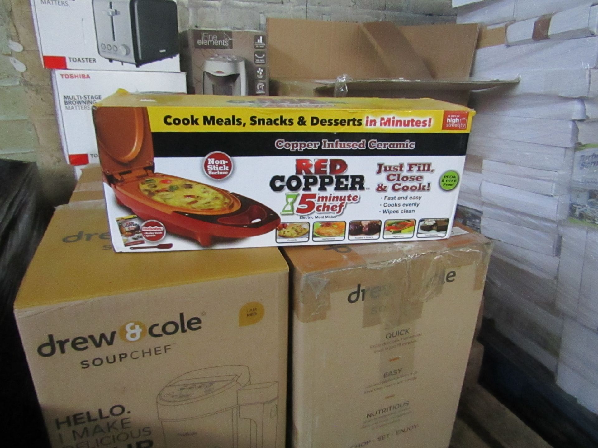 | 4X | RED COPPER 5 MINUTE CHEFS | UNCHECKED & BOXED | NO ONLINE RESALE | RRP £29.99 | TOTAL LOT RRP