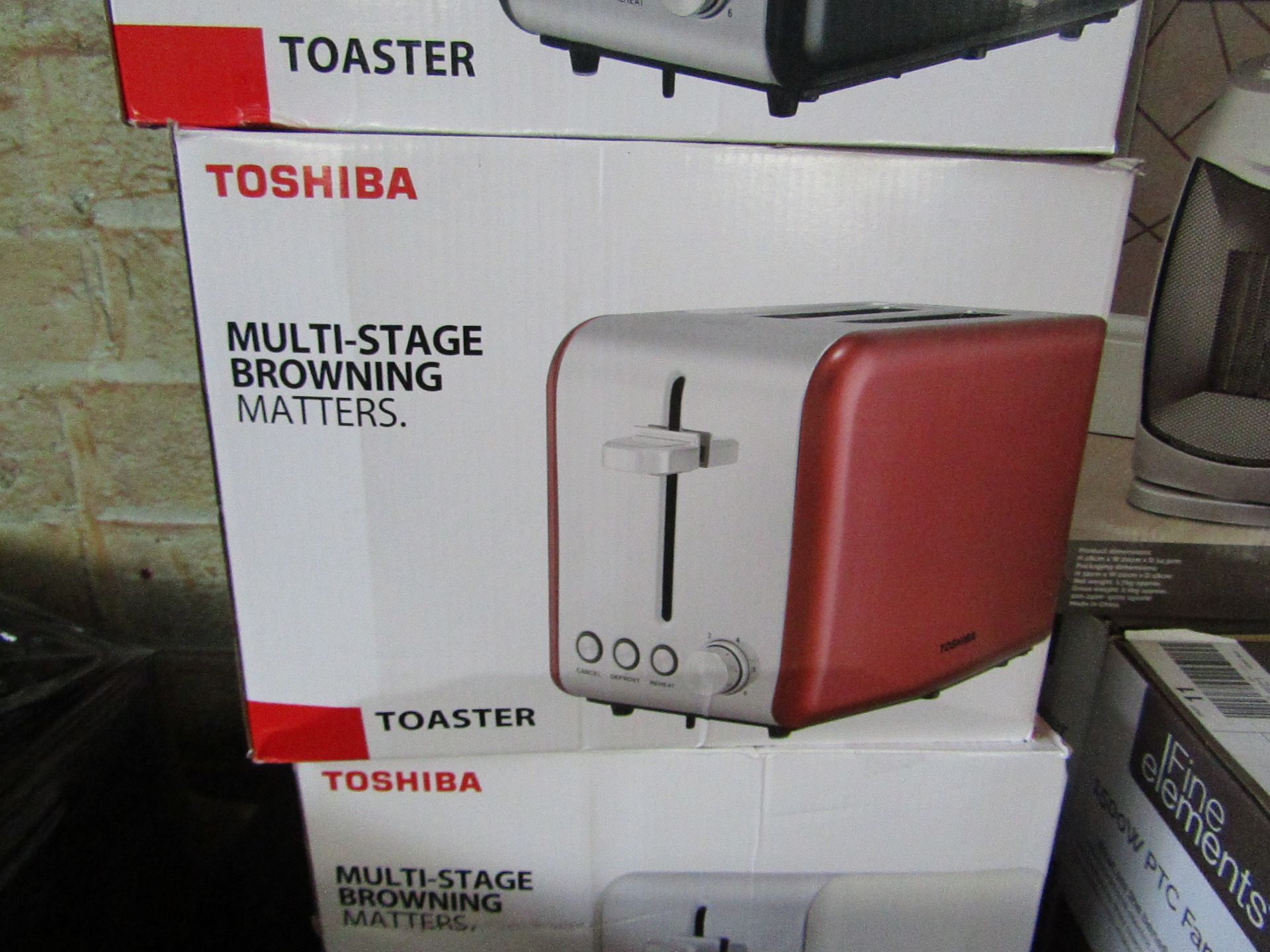 | 5X | TOSHIBA 2-SLICE STAINLESS STEEL TOASTER | UNCHECKED & BOXED | NO ONLINE RESALE | RRP £25 |