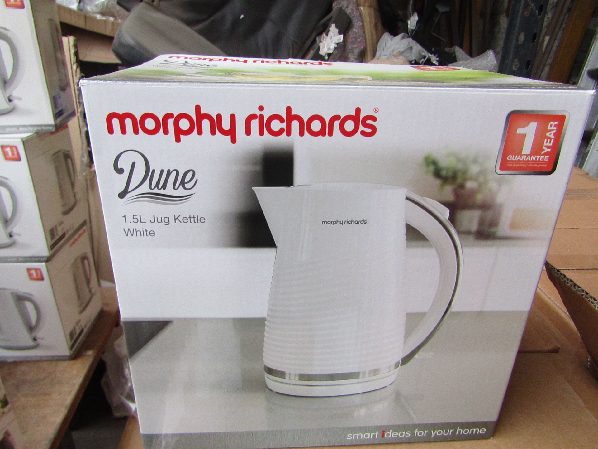 24x Morphy Richards Dune 1.7L white kettle, brand new and boxed. RRP £32.99, total lot RRP £791.76