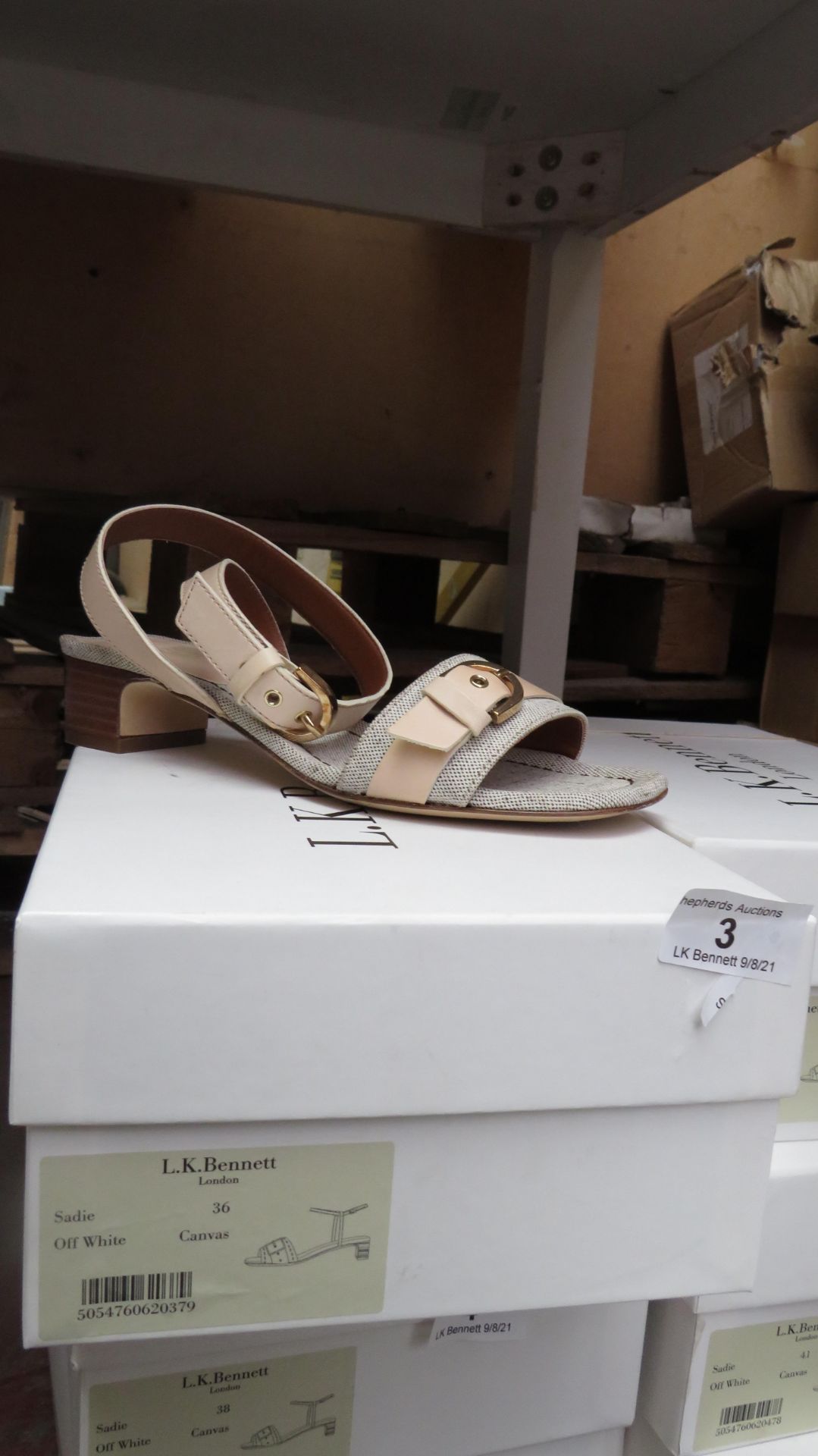 L K Bennett London Sadie Off White Canvas Sandals size 36 RRP £195 new & boxed see image for design